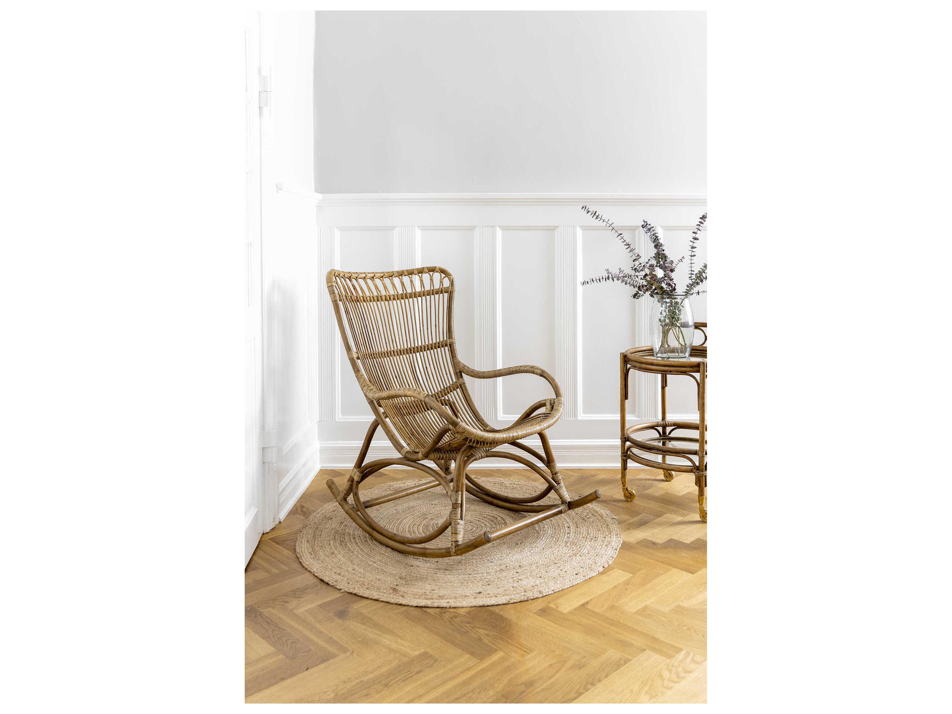 Sika Indoor Originals Rocker Brown Rocking Chair & Dark Grey Cushion Set