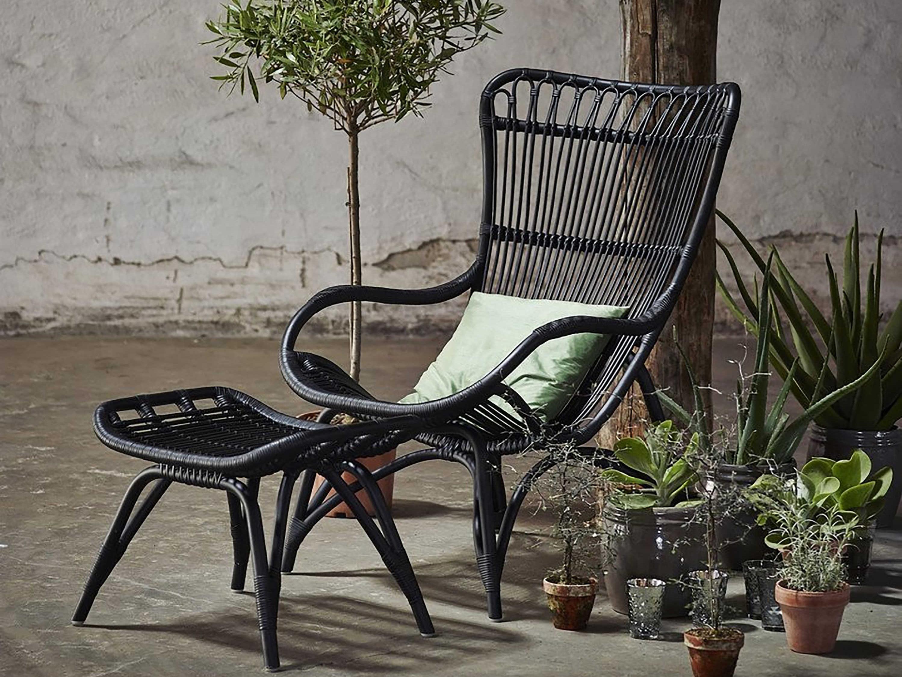 Sika Indoor Originals Monet Highback Black Accent Chair with Footstool