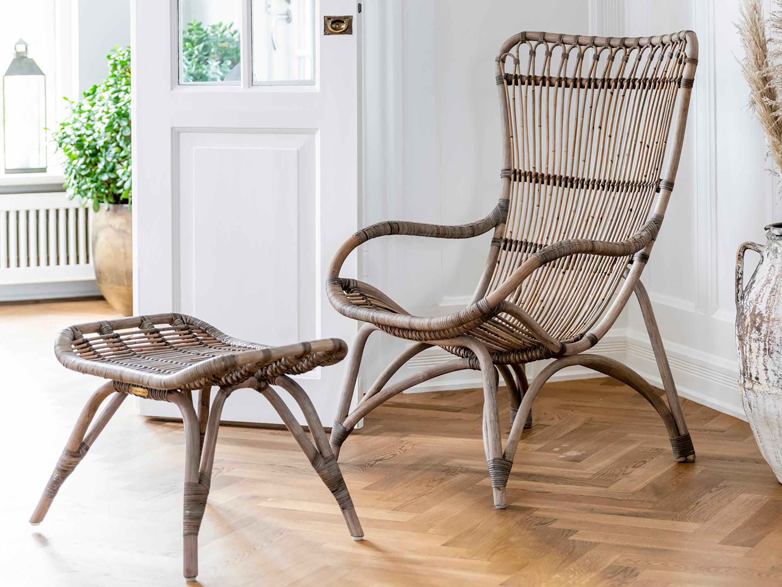 Sika Indoor Originals Monet Highback Gray Accent Chair with Footstool