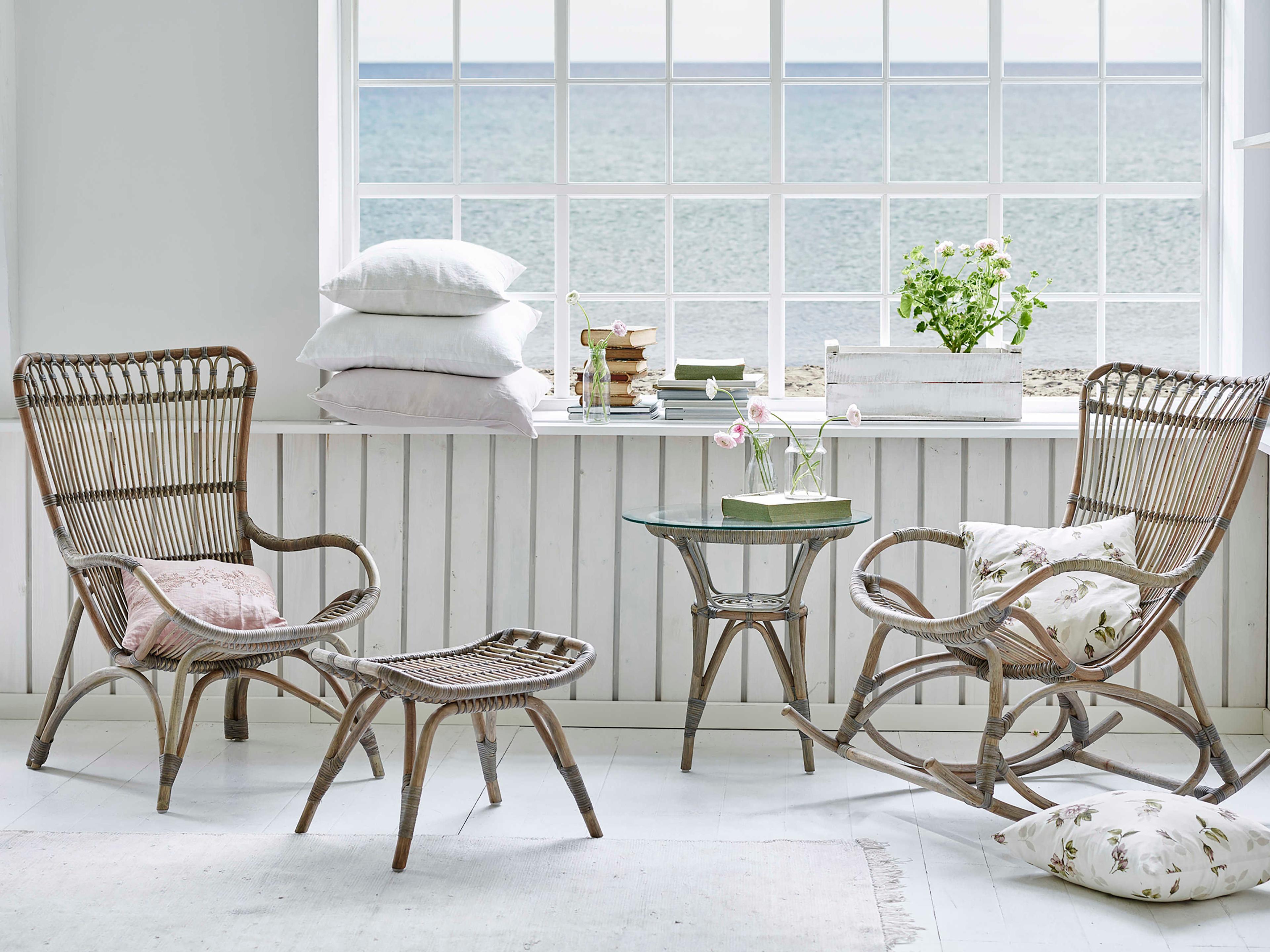 Sika Indoor Originals Monet Highback Gray Accent Chair with Footstool