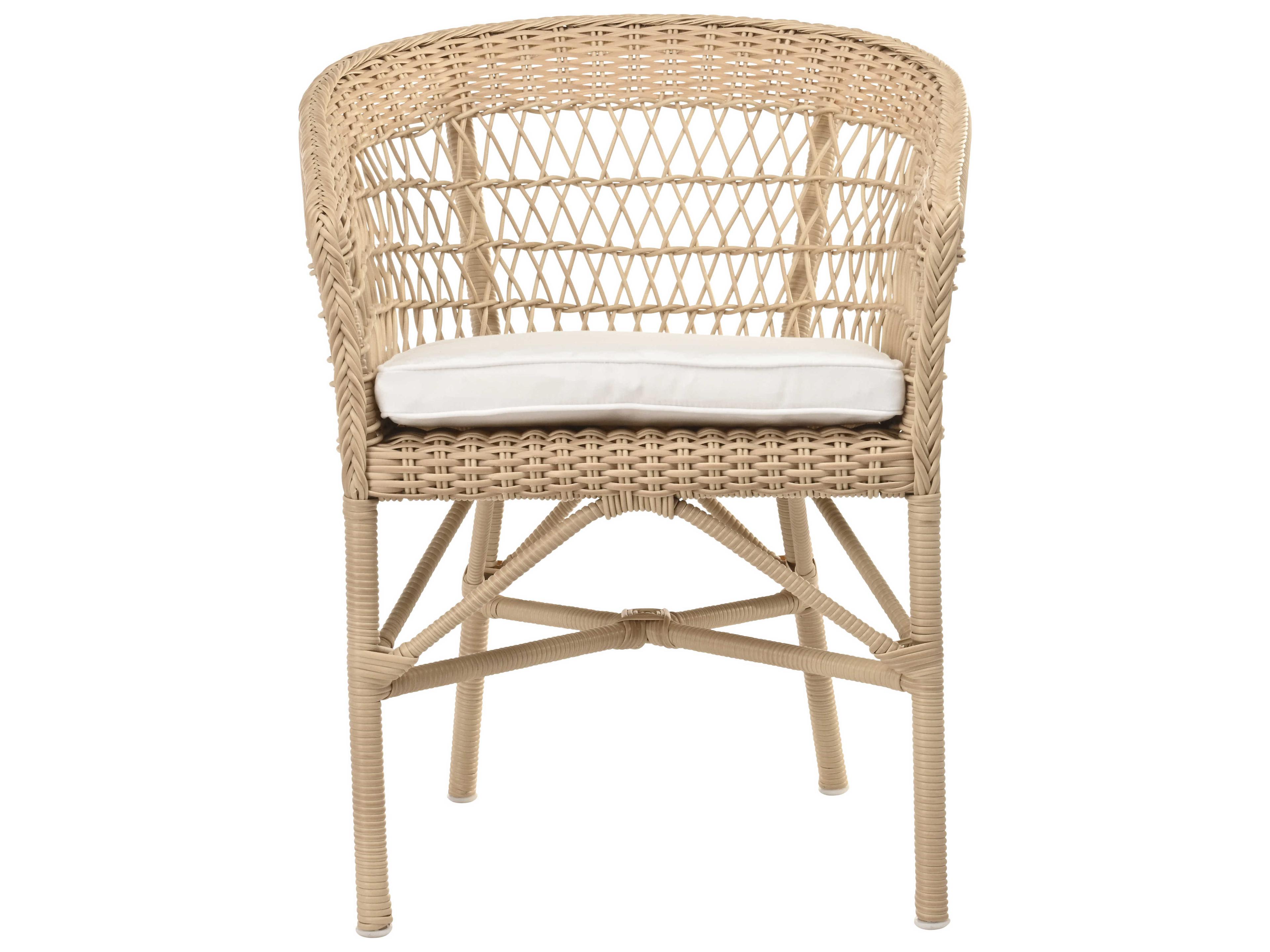 Sika Indoor Georgia Garden Emma Rattan Natural Upholstered Side Dining Chair with Cushion