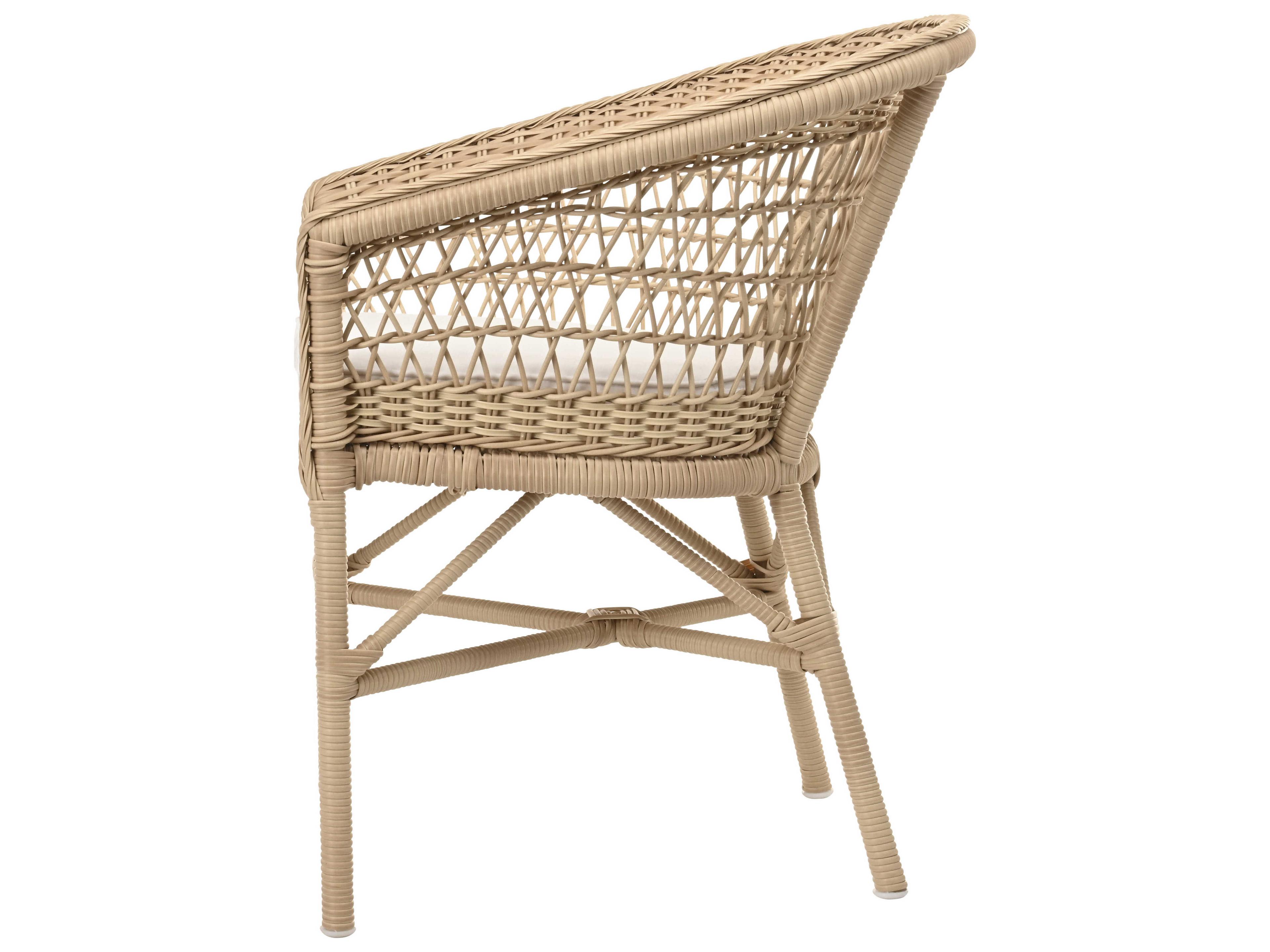 Sika Indoor Georgia Garden Emma Rattan Natural Upholstered Side Dining Chair with Cushion
