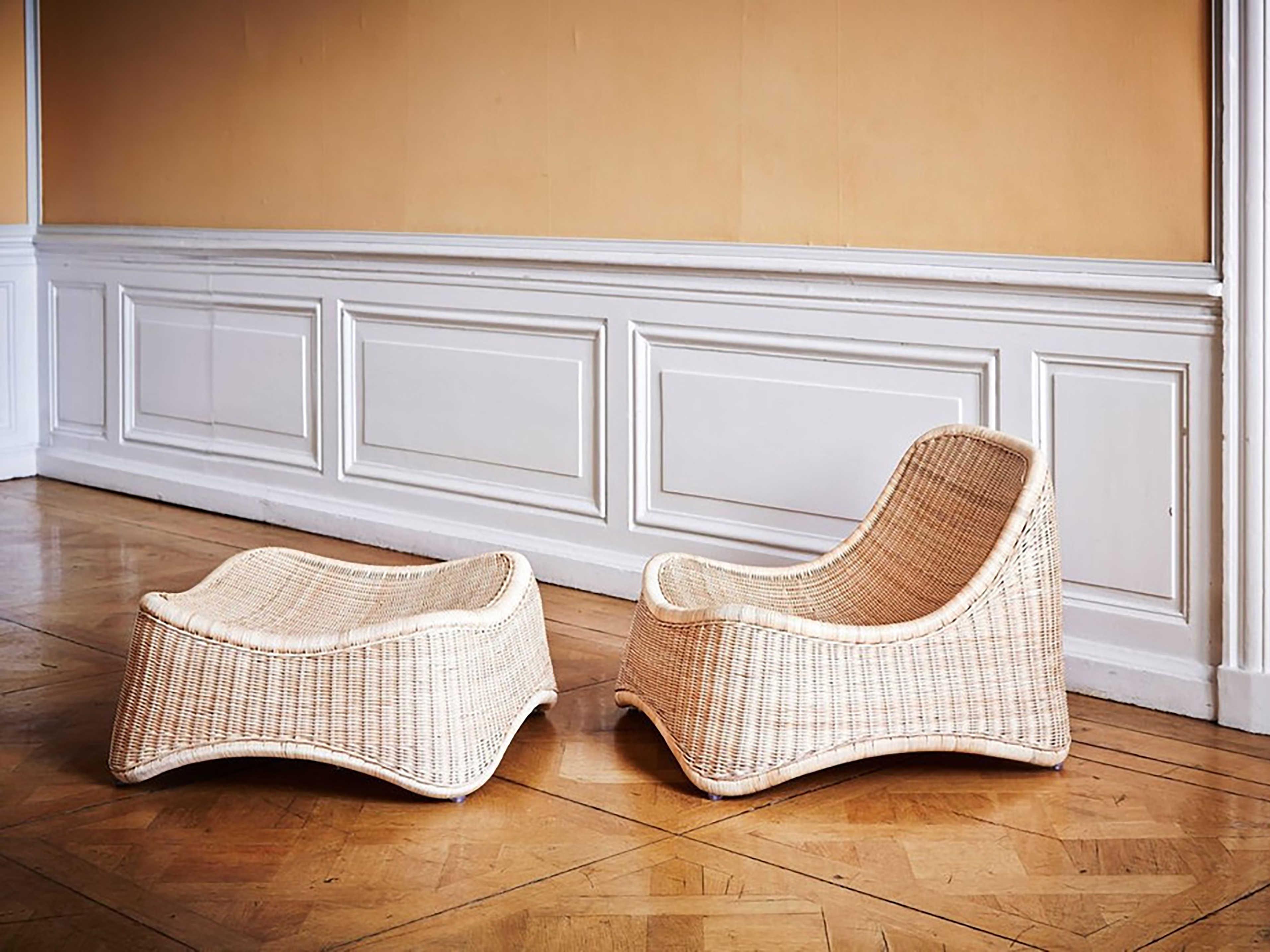 Sika Indoor Icons Nanna Ditzel Chill Brown Accent Chair with Stool