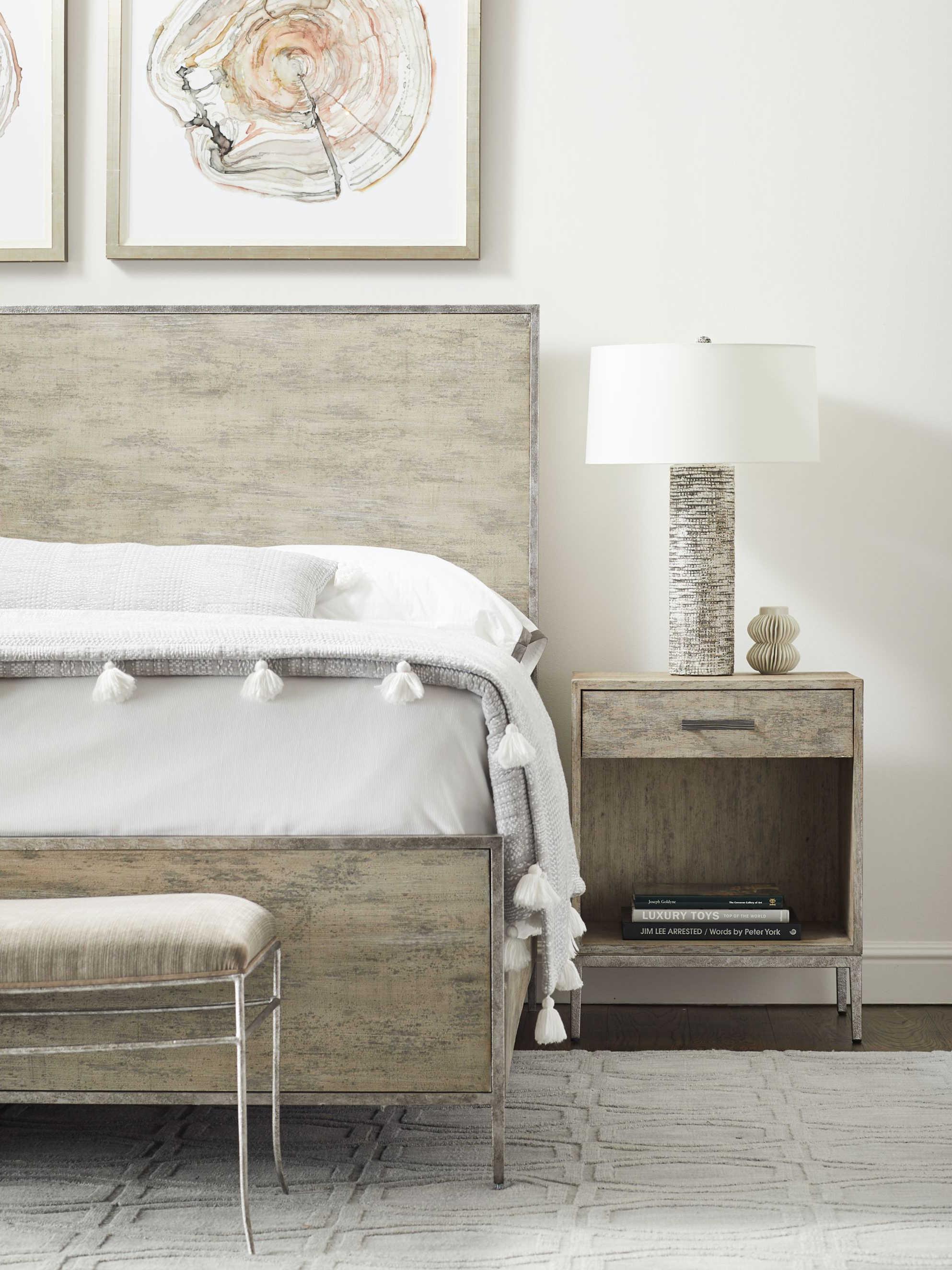 Stanley Furniture Cameron Raw Silk Gray Wood California King Panel Bed