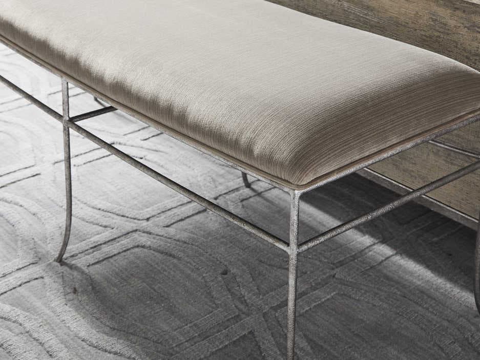 Stanley Furniture Cameron Hammered Pewter Gray Upholstered Accent Bench