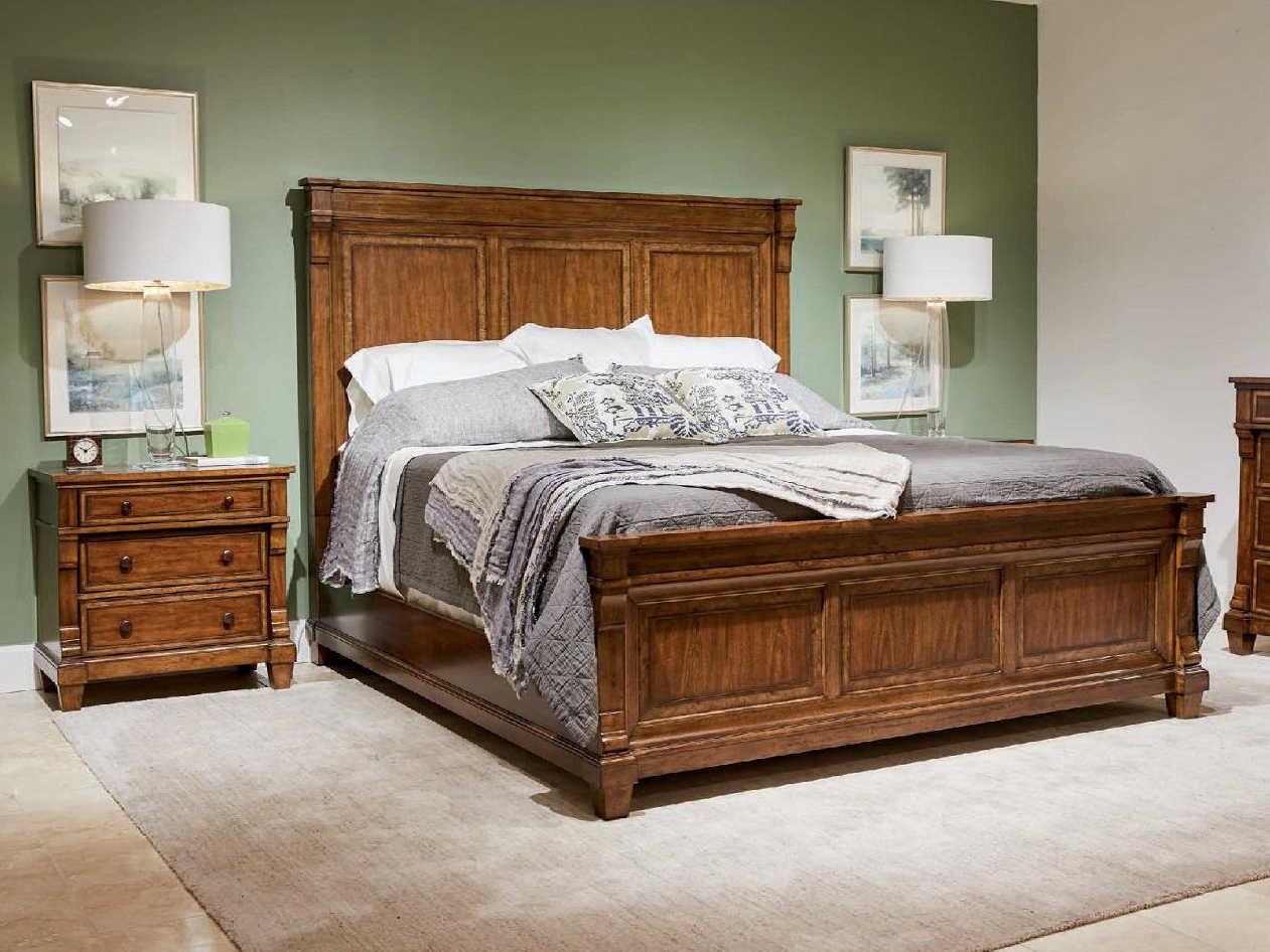Stanley Furniture Old Town Barrister Brown Wood Queen Panel Bed