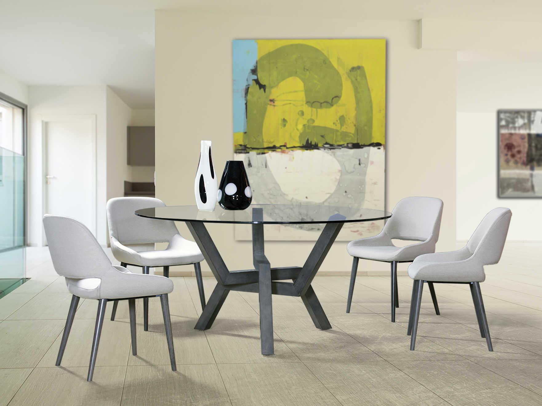 Saloom Peter Francis Round Glass Dining Table