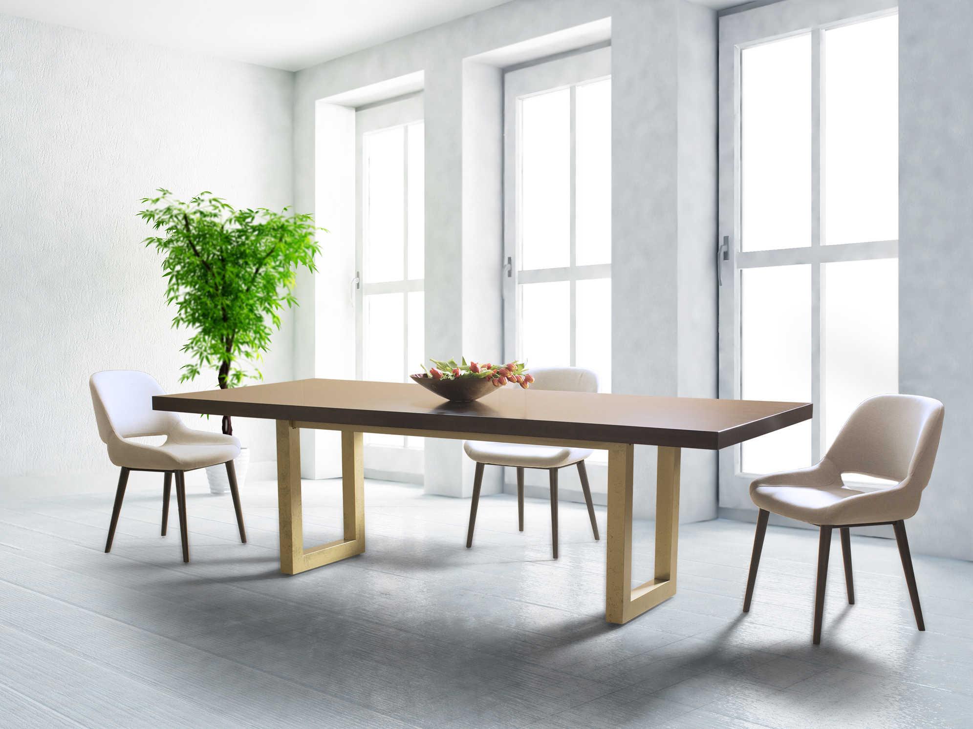 Saloom Oracle Rectangular Wood Aurora Burnished Gold Dining Table