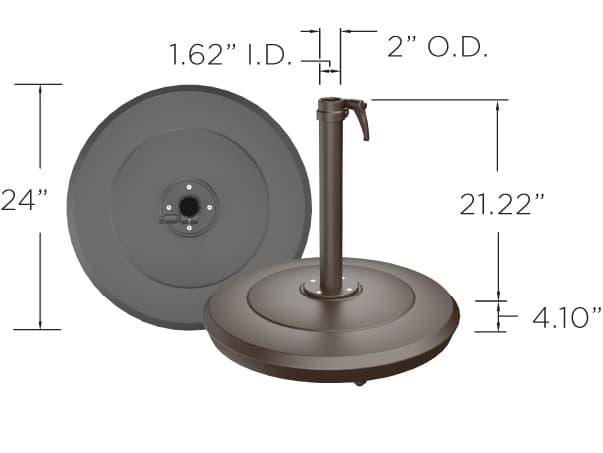 Shademaker Aurora Cast Aluminum Umbrella 100lbs Base with Wheels
