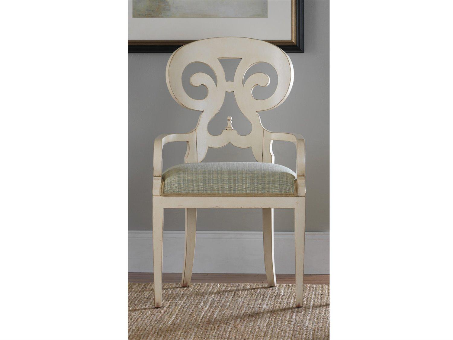 Somerset Bay Carmel Mahogany Wood White Upholstered Arm Dining Chair