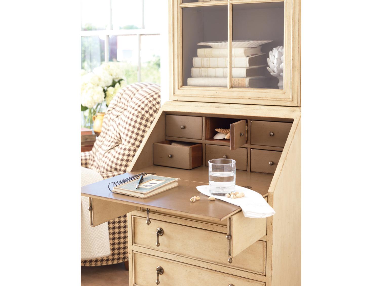 Somerset Bay Sea Island Beige Mahogany Wood Secretary Desk