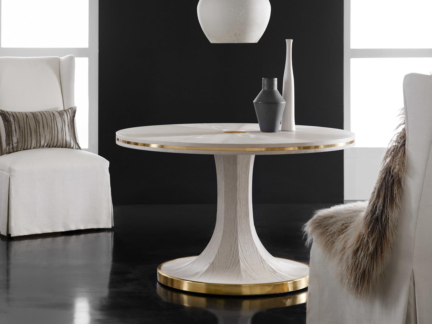 Somerset Bay Windward Round Wood White Antique Brass Dining Table