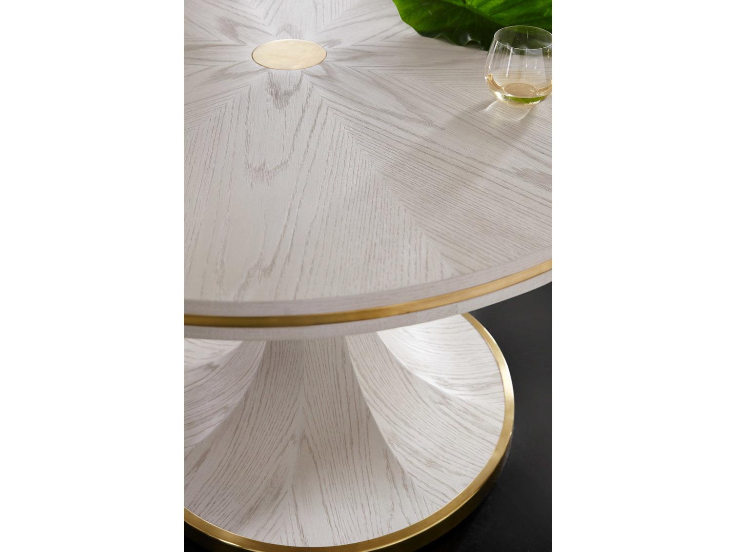 Somerset Bay Windward Round Wood White Antique Brass Dining Table
