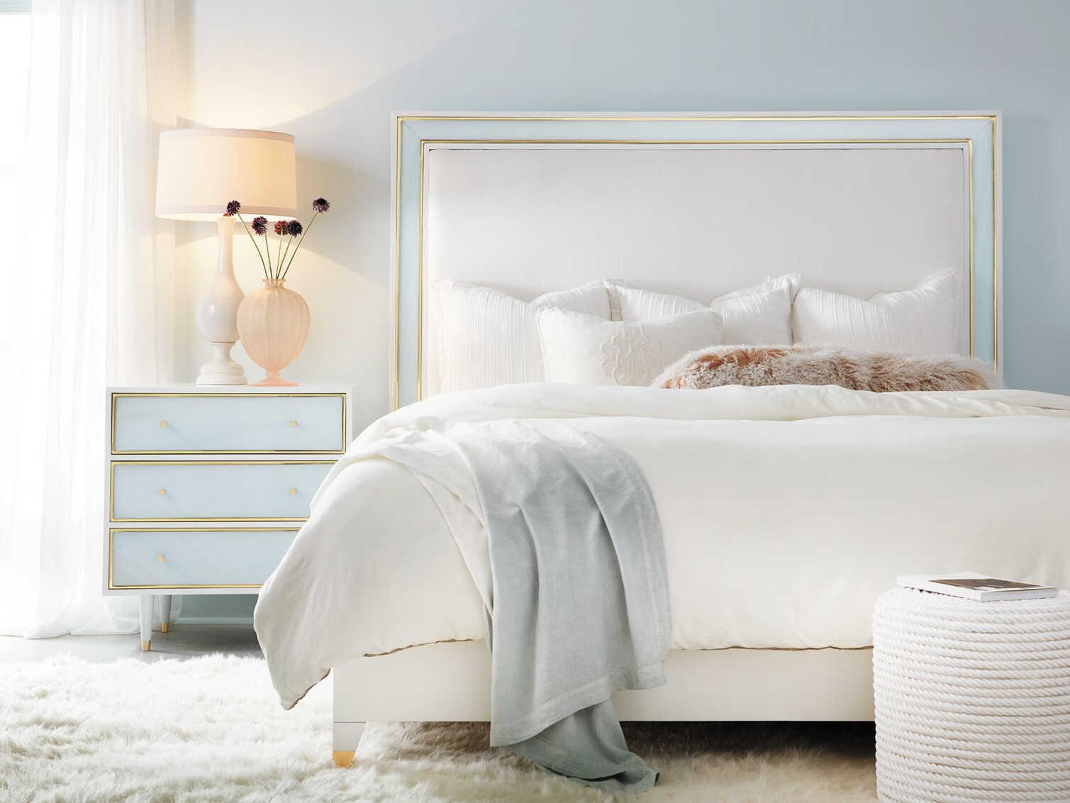 Somerset Bay Seaglass White Upholstered King Platform Bed