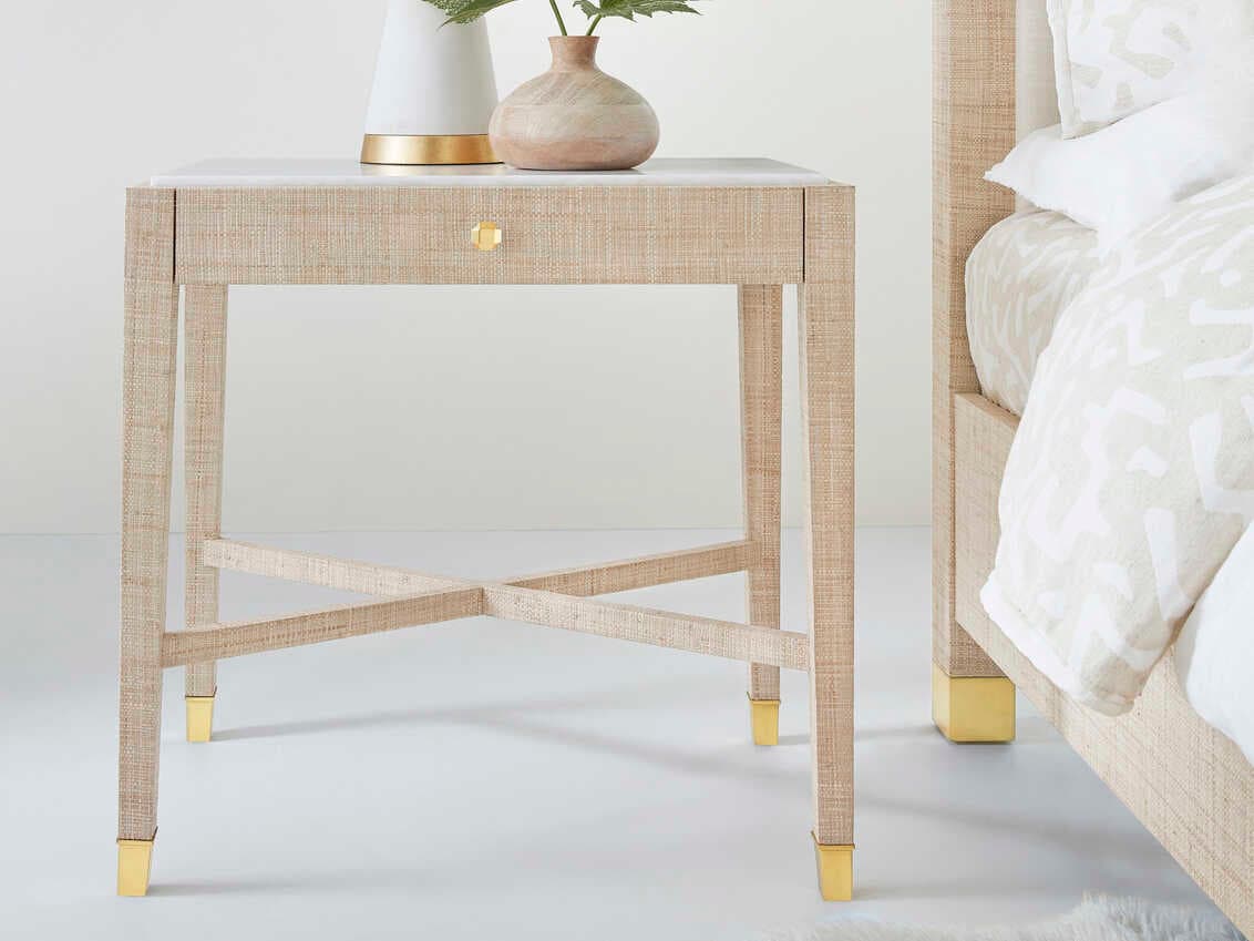 Somerset Bay Palmetto 1-Drawer Beige Rattan Nightstand