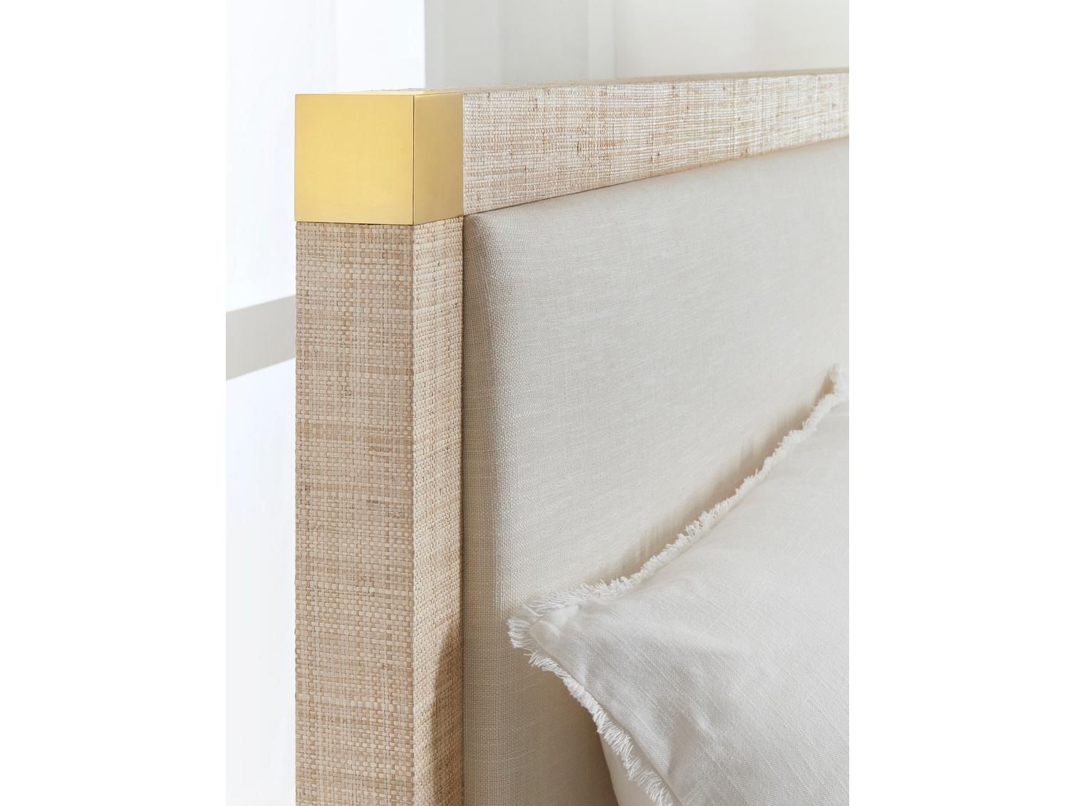 Somerset Bay Palmetto Beige Rattan Upholstered King Panel Bed