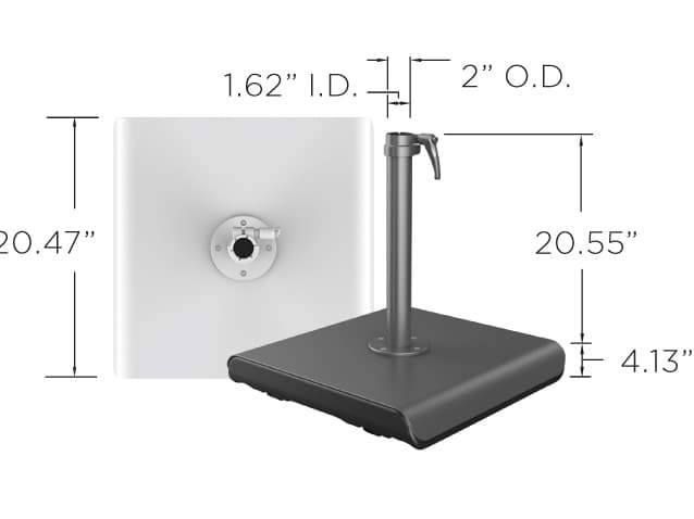 Shademaker Athens Cast Aluminum Umbrella 108lbs Base with Wheels