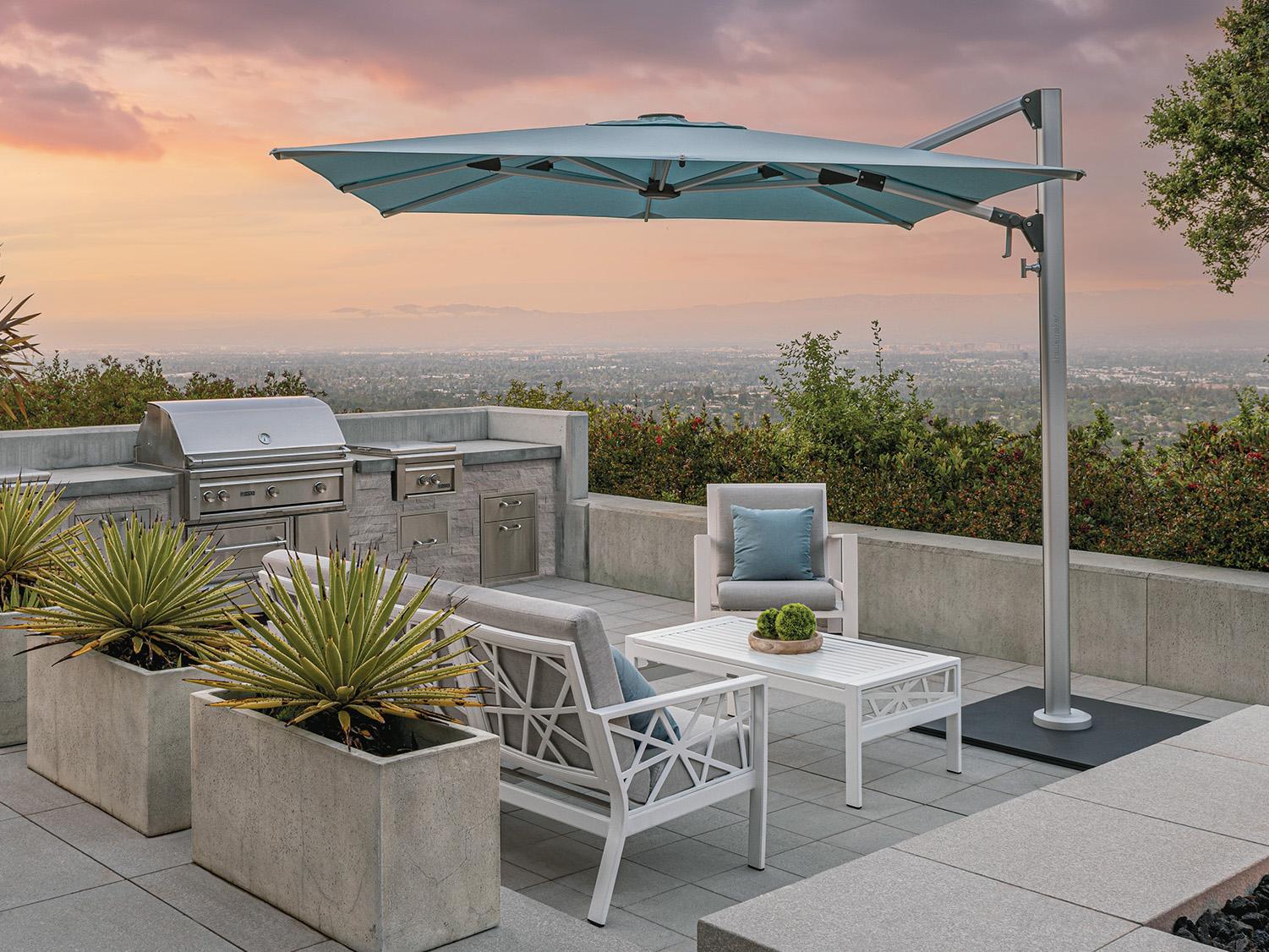 Shademaker Solaris Aluminum 10 Foot Square Crank Lift Outdoor Umbrella