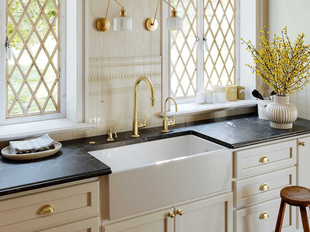 Shaws Shaker White 36" Single Bowl Farmhouse Apron Front Kitchen Sink