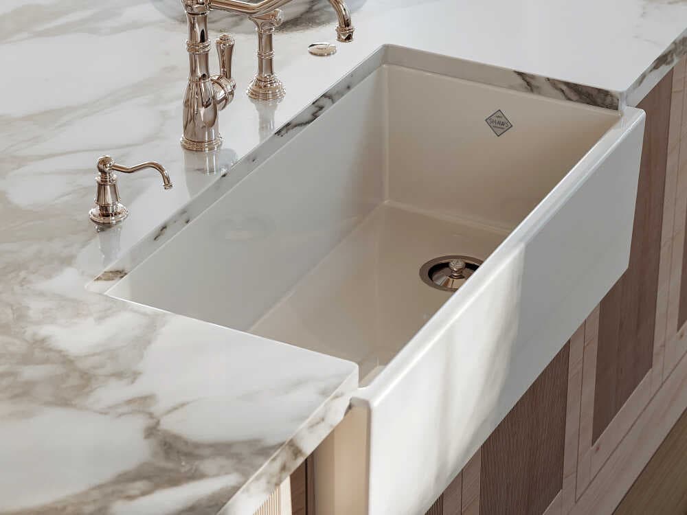 Shaws Shaker White 36" Single Bowl Farmhouse Apron Front Kitchen Sink