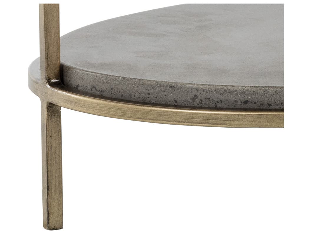Sunpan Mixt Arya Oval Concrete Grey Antique Brass End Table