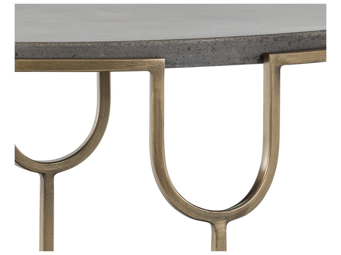Sunpan Mixt Arya Oval Concrete Grey Antique Brass End Table