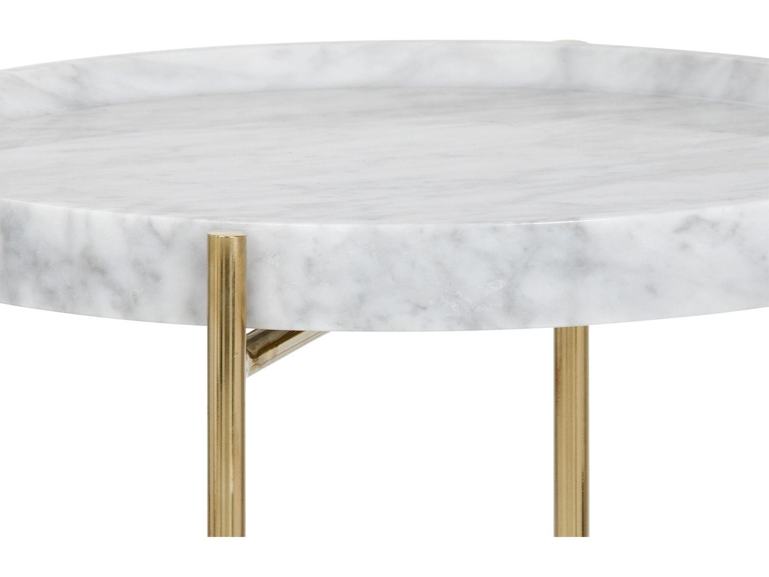Sunpan Ikon Round Marble White Gold End Table