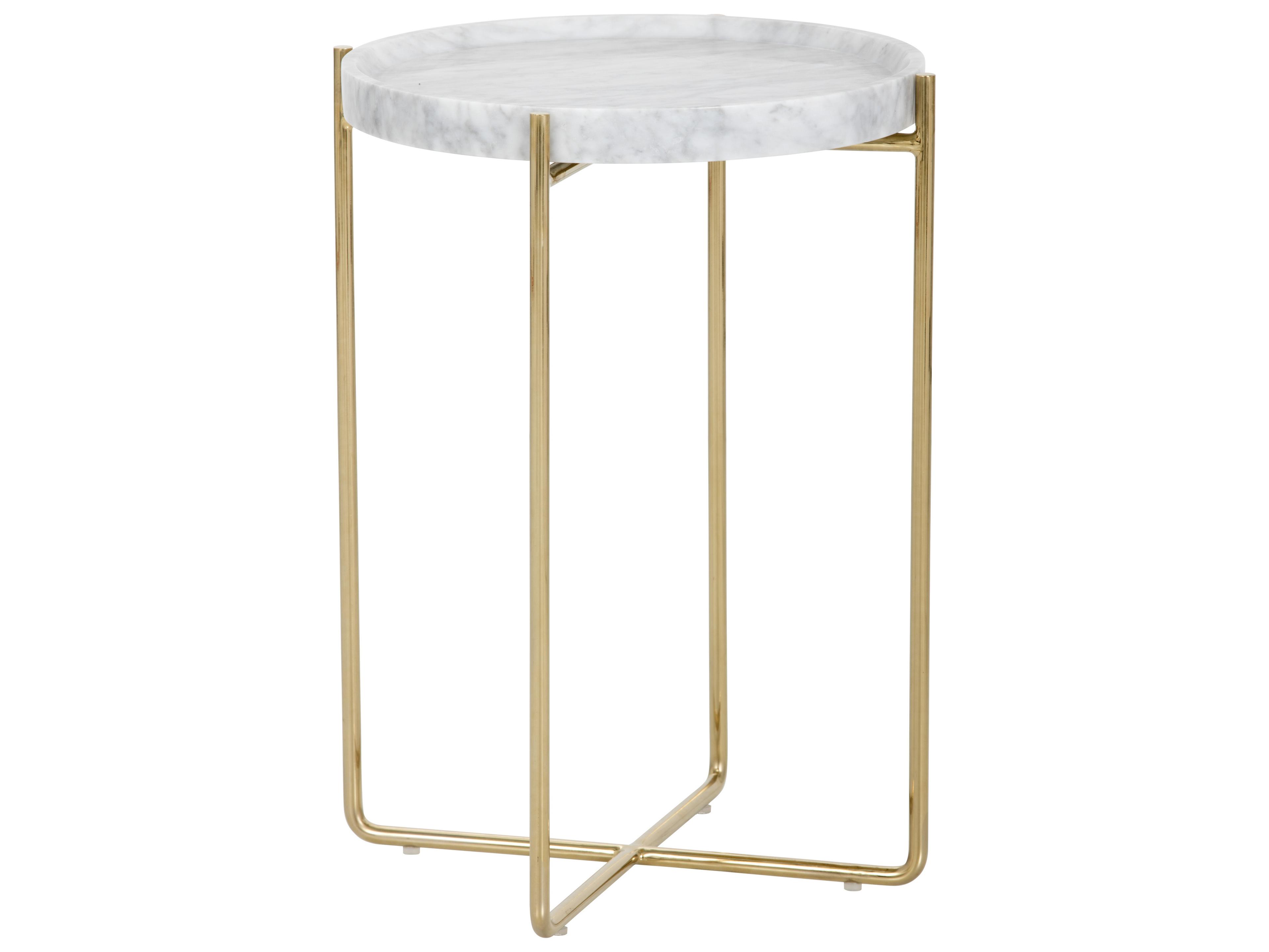 Sunpan Ikon Round Marble White Gold End Table