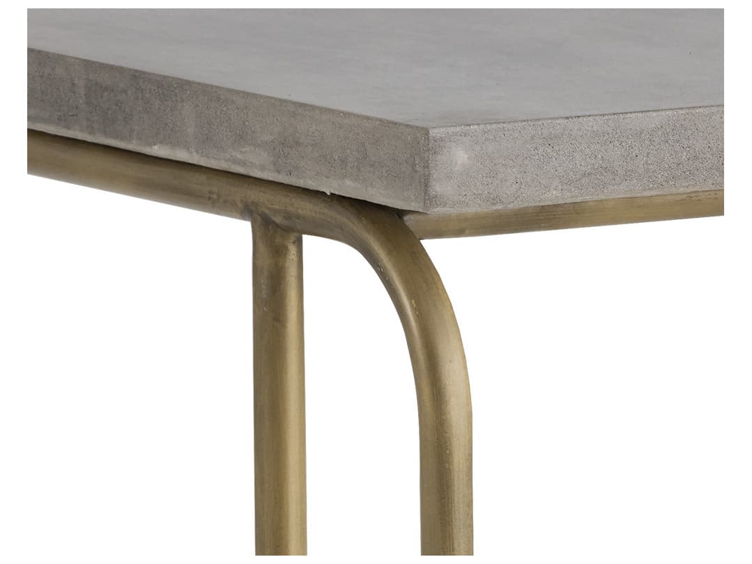 Sunpan Solterra Lucius Rectangular Concrete Grey Antique Brass End Table