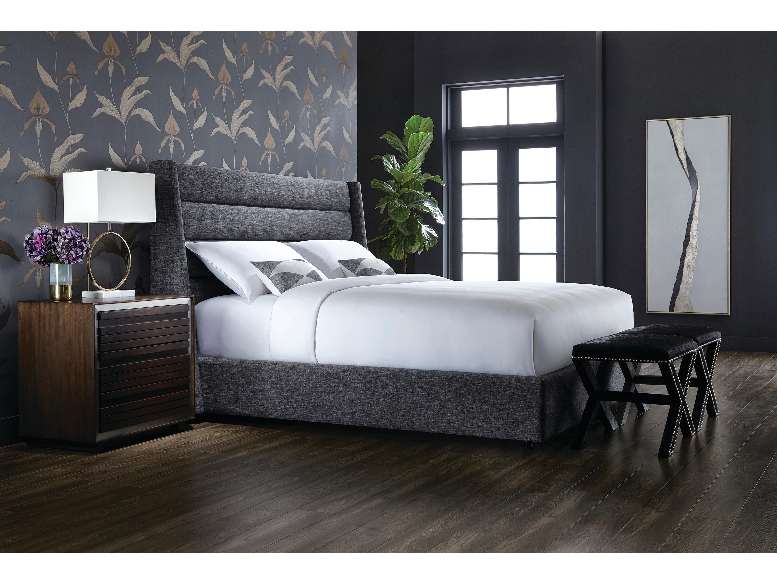 Sunpan 5west Emmit Quarry Grey Black Beech Wood Upholstered King Platform Bed