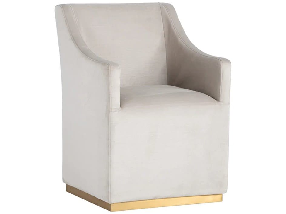 Sunpan Irongate Zane Wheeled Rolling Beige Fabric Accent Chair