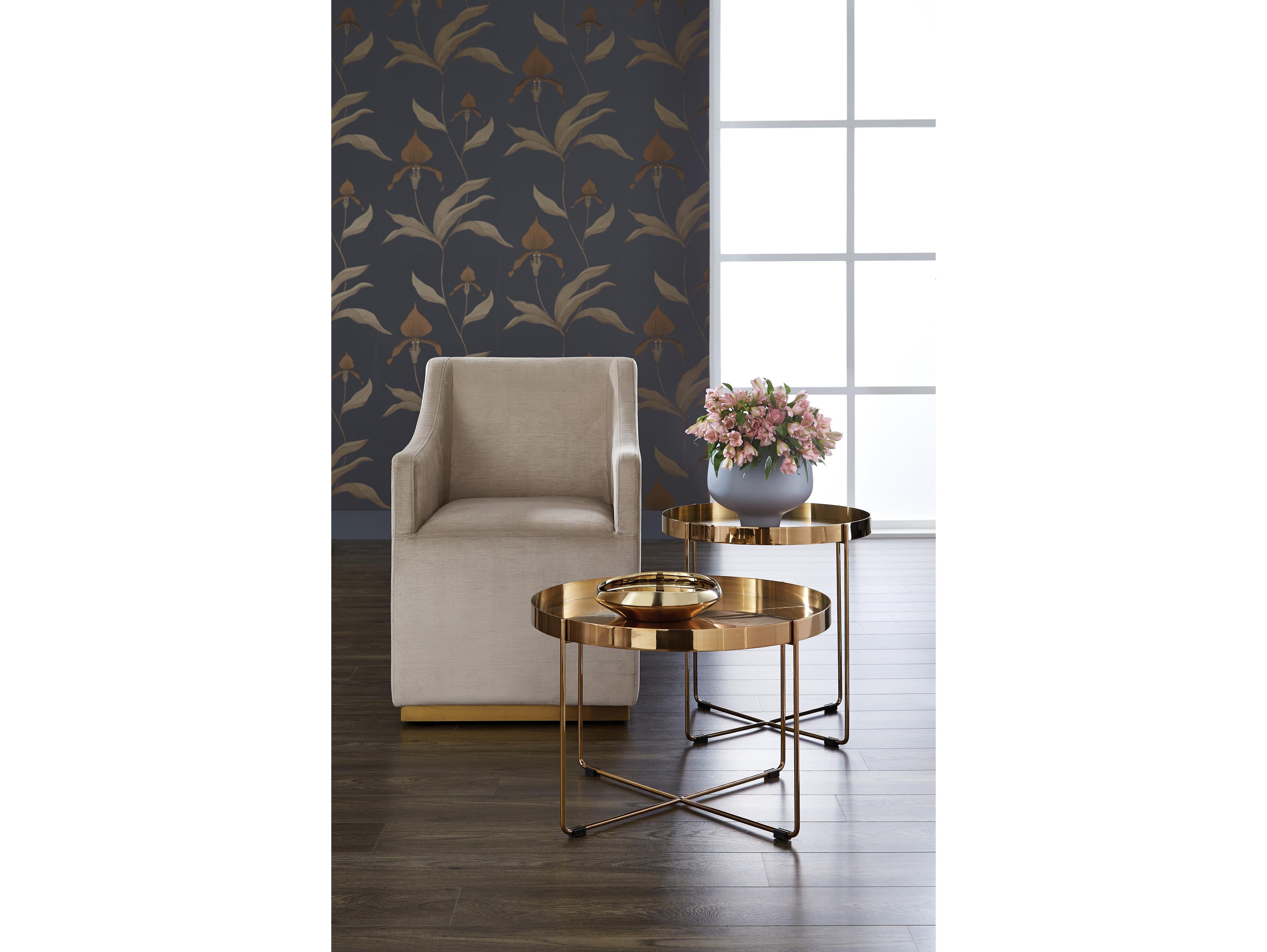 Sunpan Irongate Zane Wheeled Rolling Beige Fabric Accent Chair