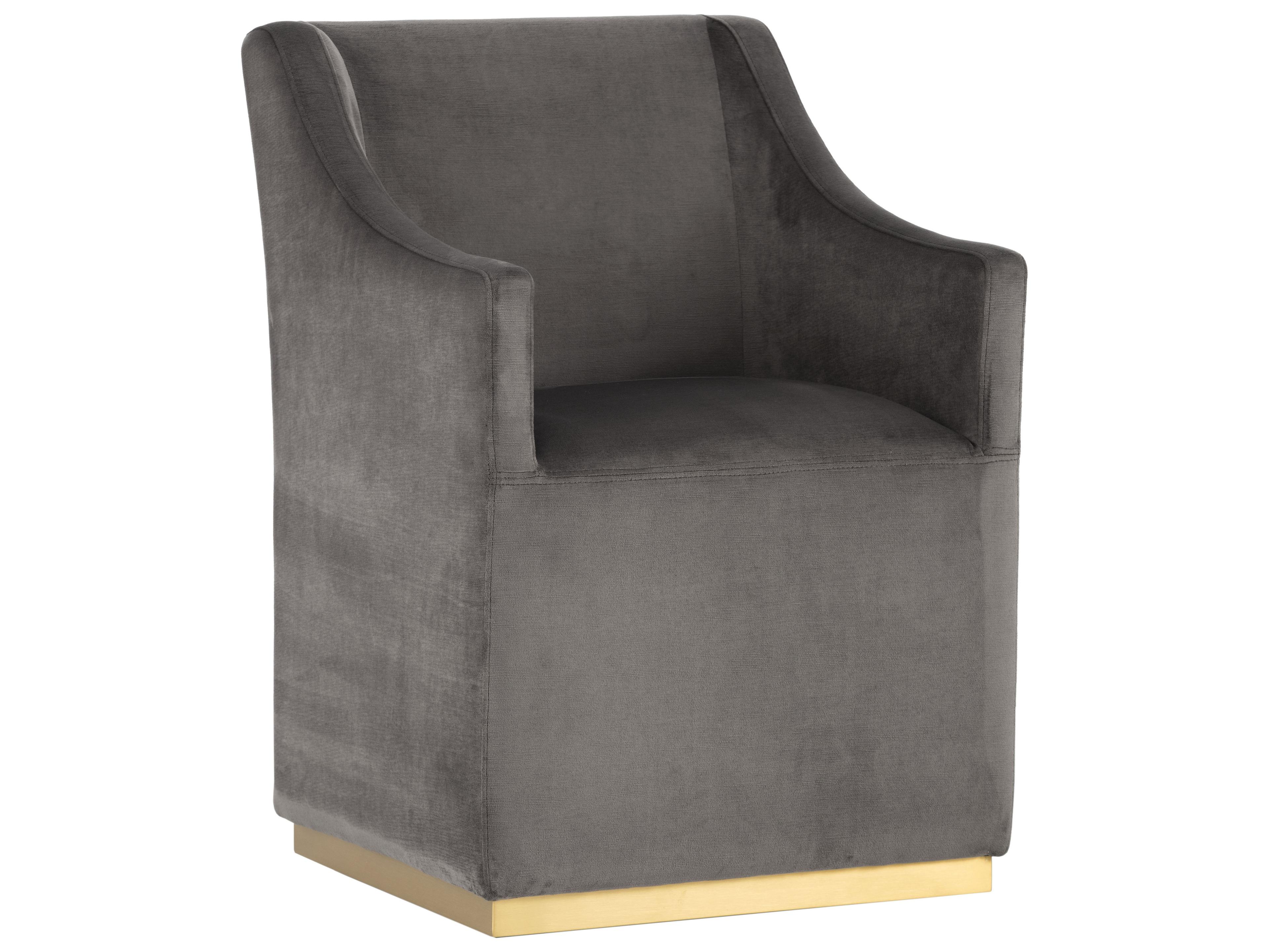 Sunpan Irongate Zane Wheeled Rolling Gray Fabric Accent Chair