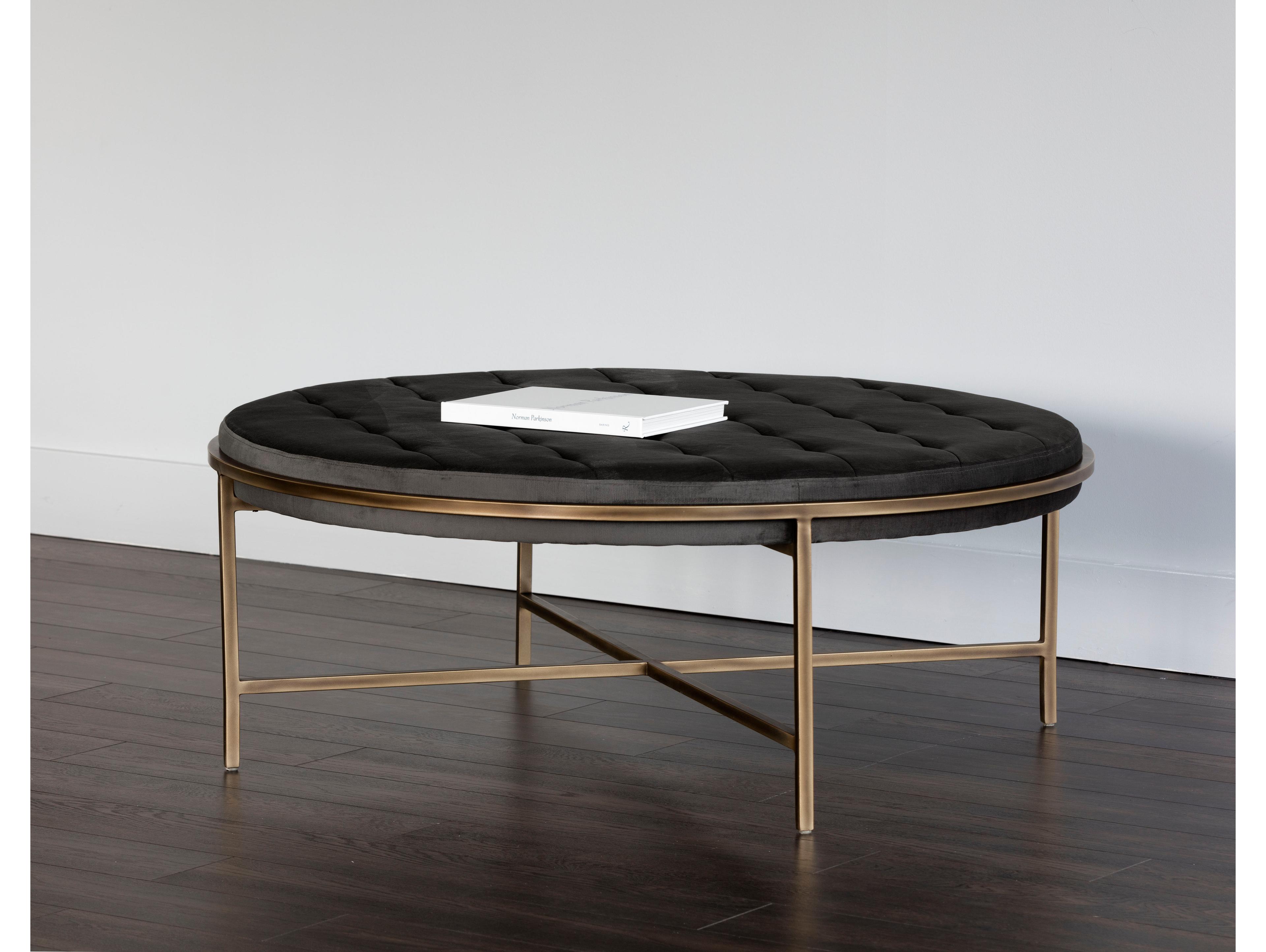 Sunpan Irongate Ethel Piccolo Pebble Rustic Bronze Gray Upholstered Ottoman