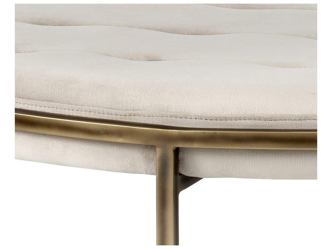 Sunpan Irongate Ethel Piccolo Prosecco Rustic Bronze Beige Upholstered Ottoman