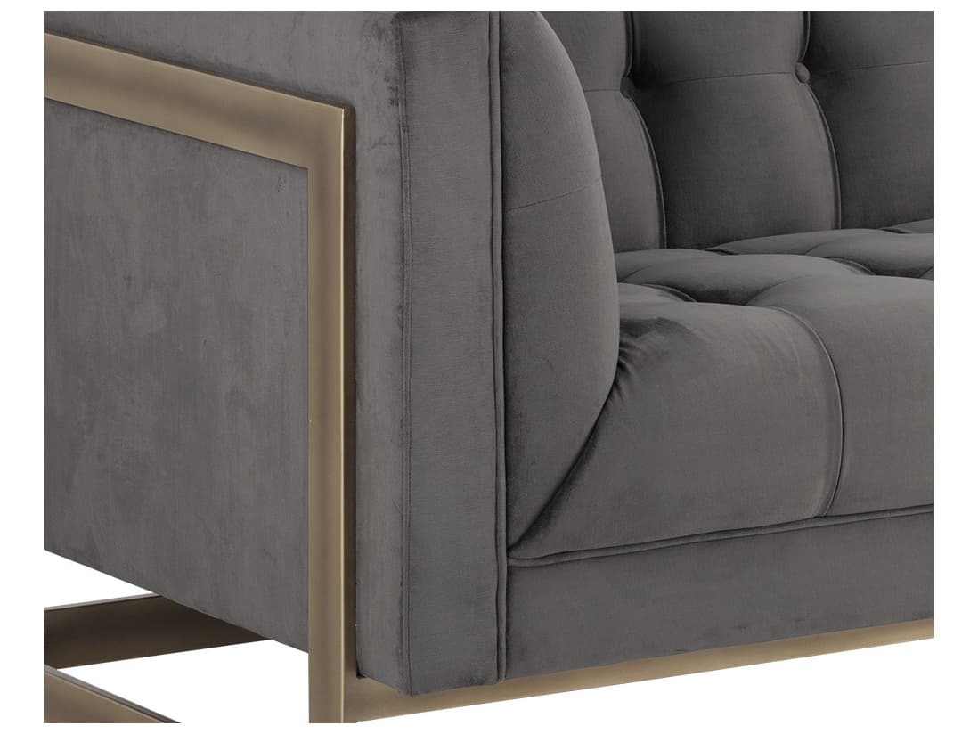 Sunpan Irongate Ekon Piccolo Pebble Rustic Bronze Gray Upholstered Sofa