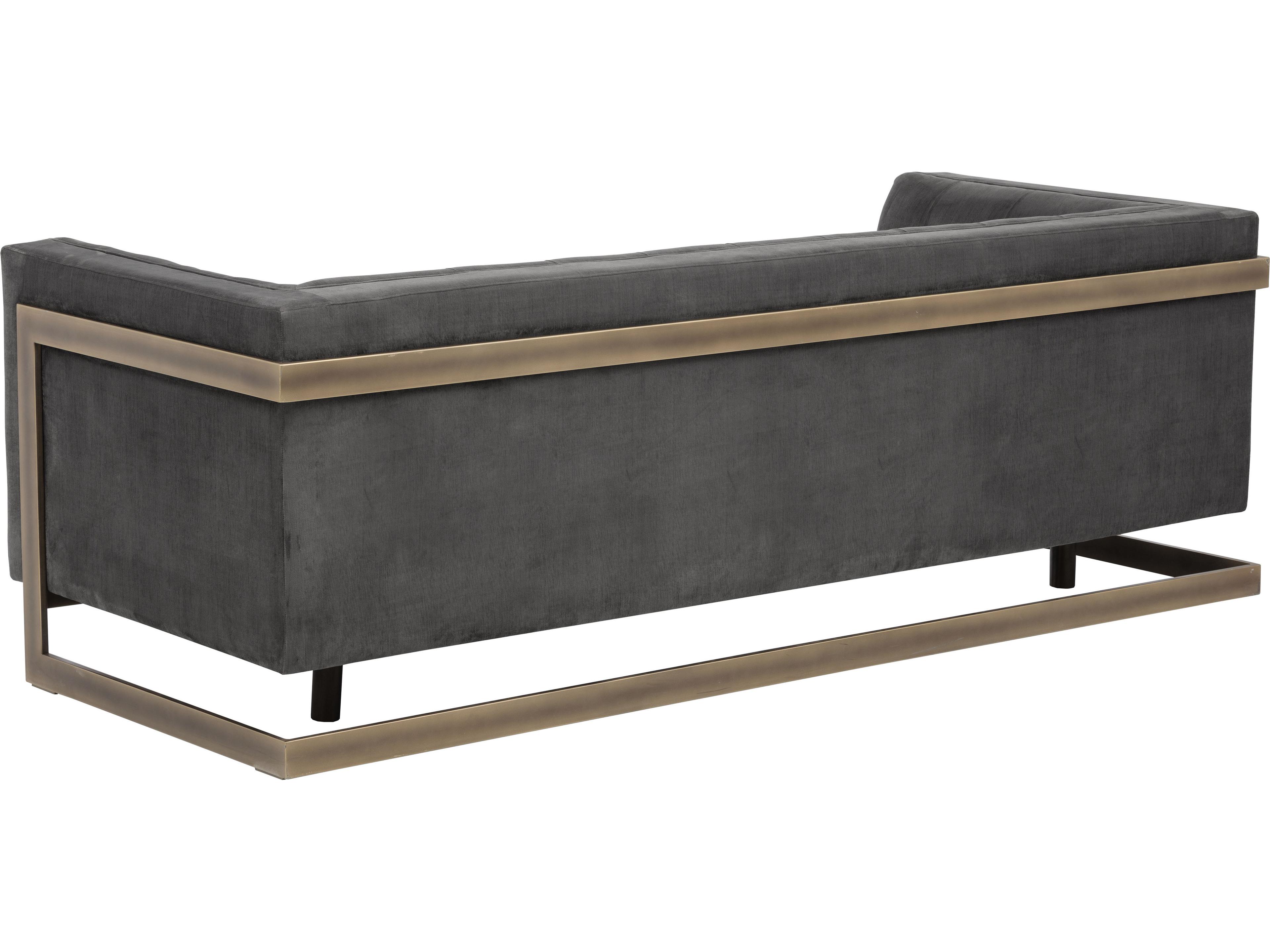 Sunpan Irongate Ekon Piccolo Pebble Rustic Bronze Gray Upholstered Sofa