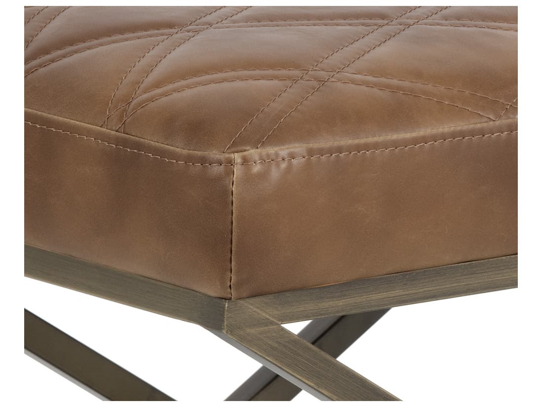 Sunpan 5west Tobacco Tan Antique Brass Faux Leather Accent Bench