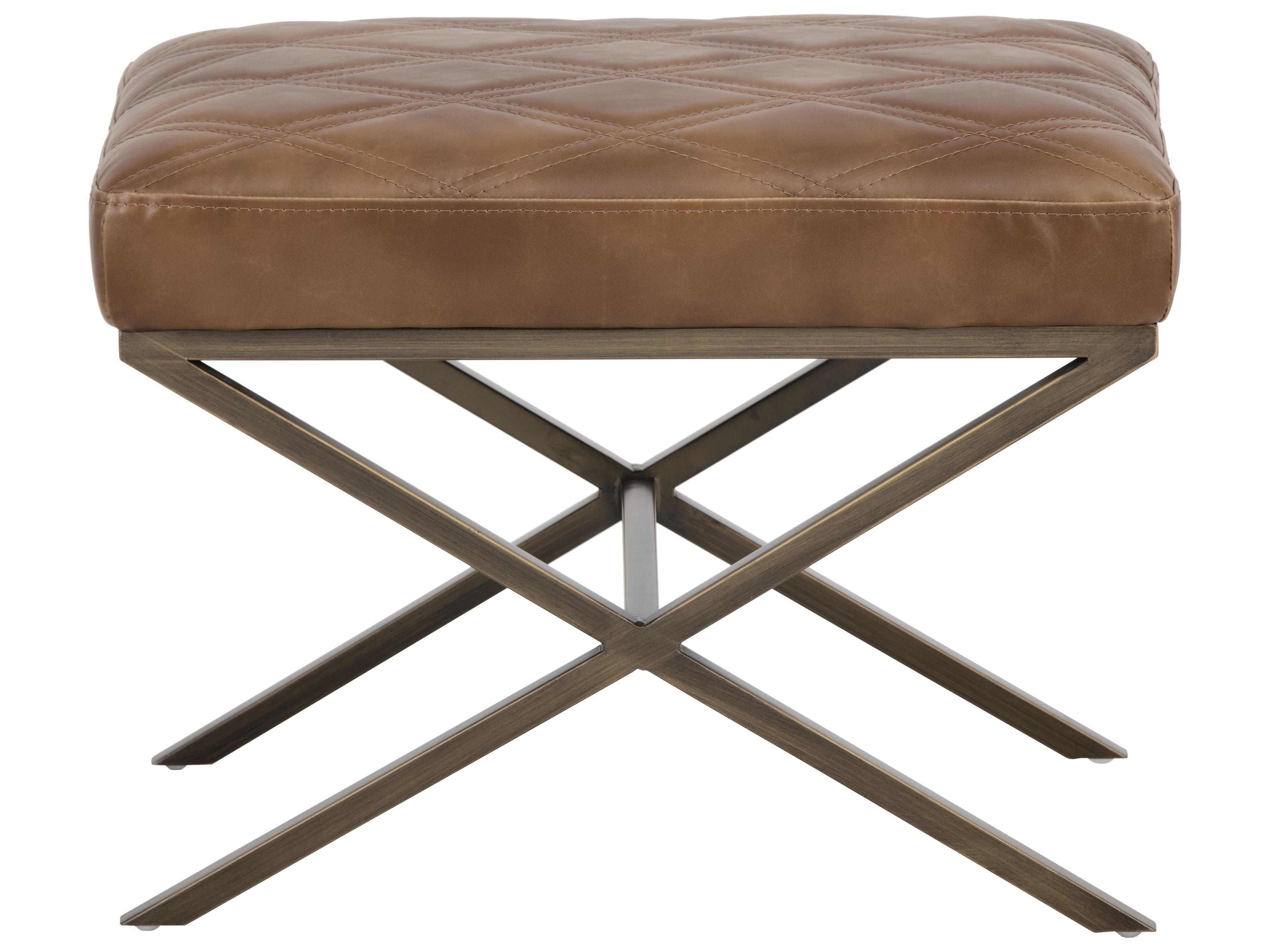 Sunpan 5west Tobacco Tan Antique Brass Faux Leather Accent Bench