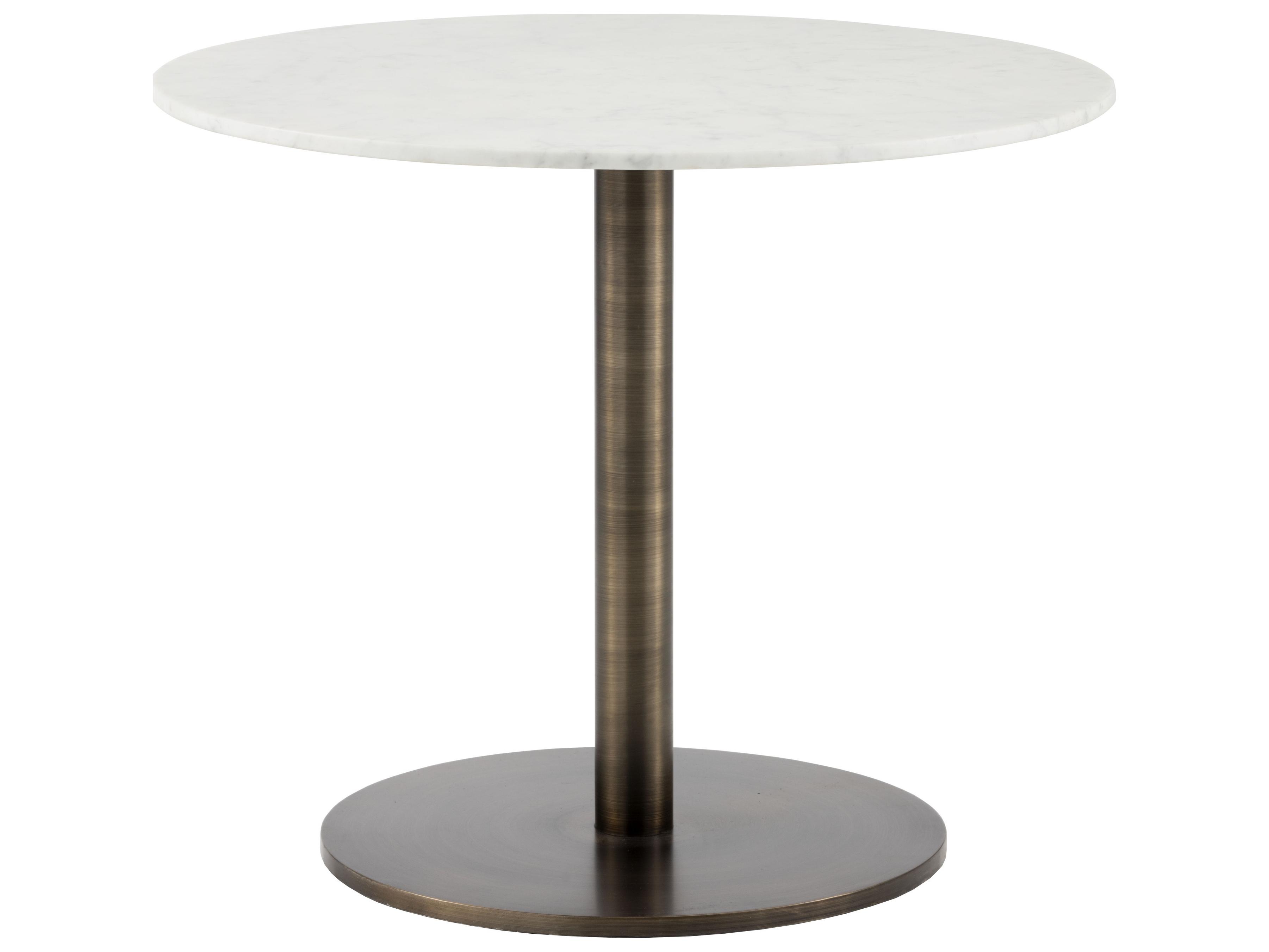 Sunpan Ikon Enco Round Marble White Antique Bronze Dining Table