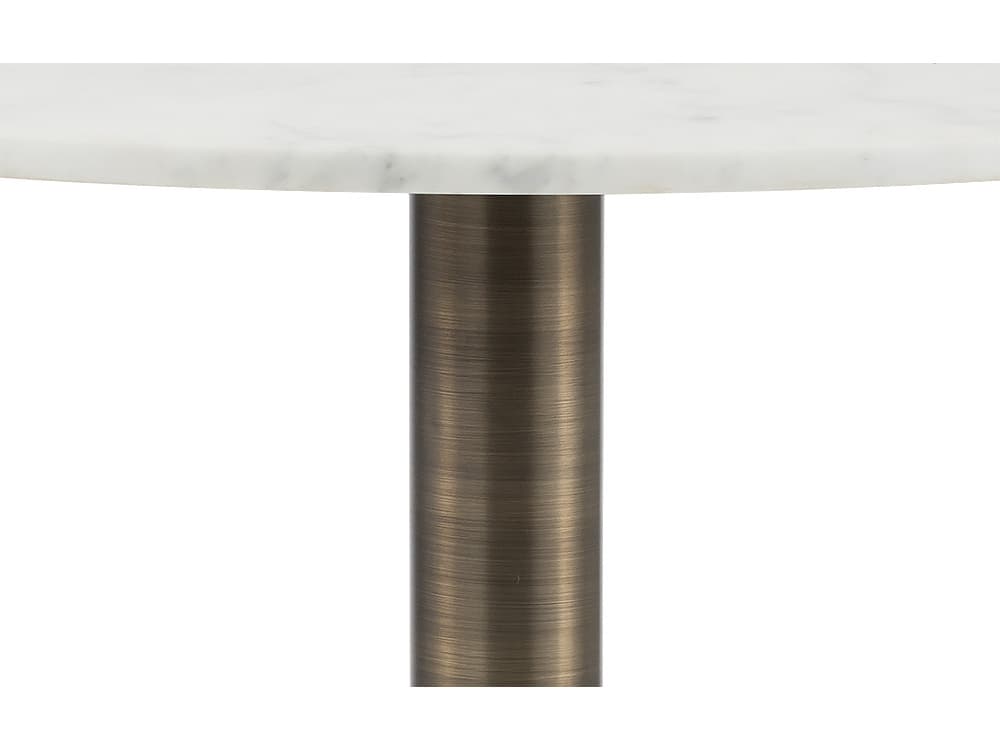 Sunpan Ikon Enco Round Marble White Antique Bronze Dining Table