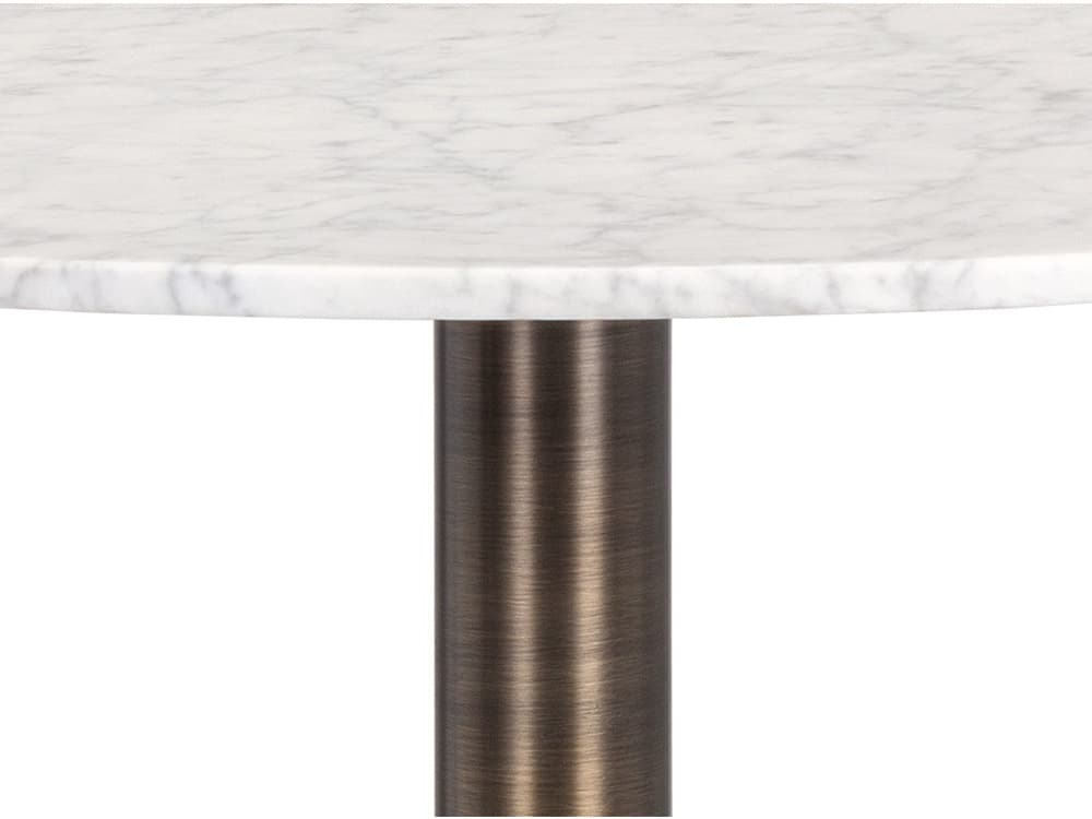 Sunpan Ikon White Antique Bronze Round Marble Bar Table