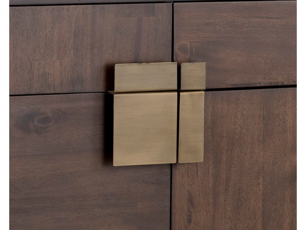 Sunpan Mixt Jade 78" Acacia Wood Brown Antique Brass Sideboard