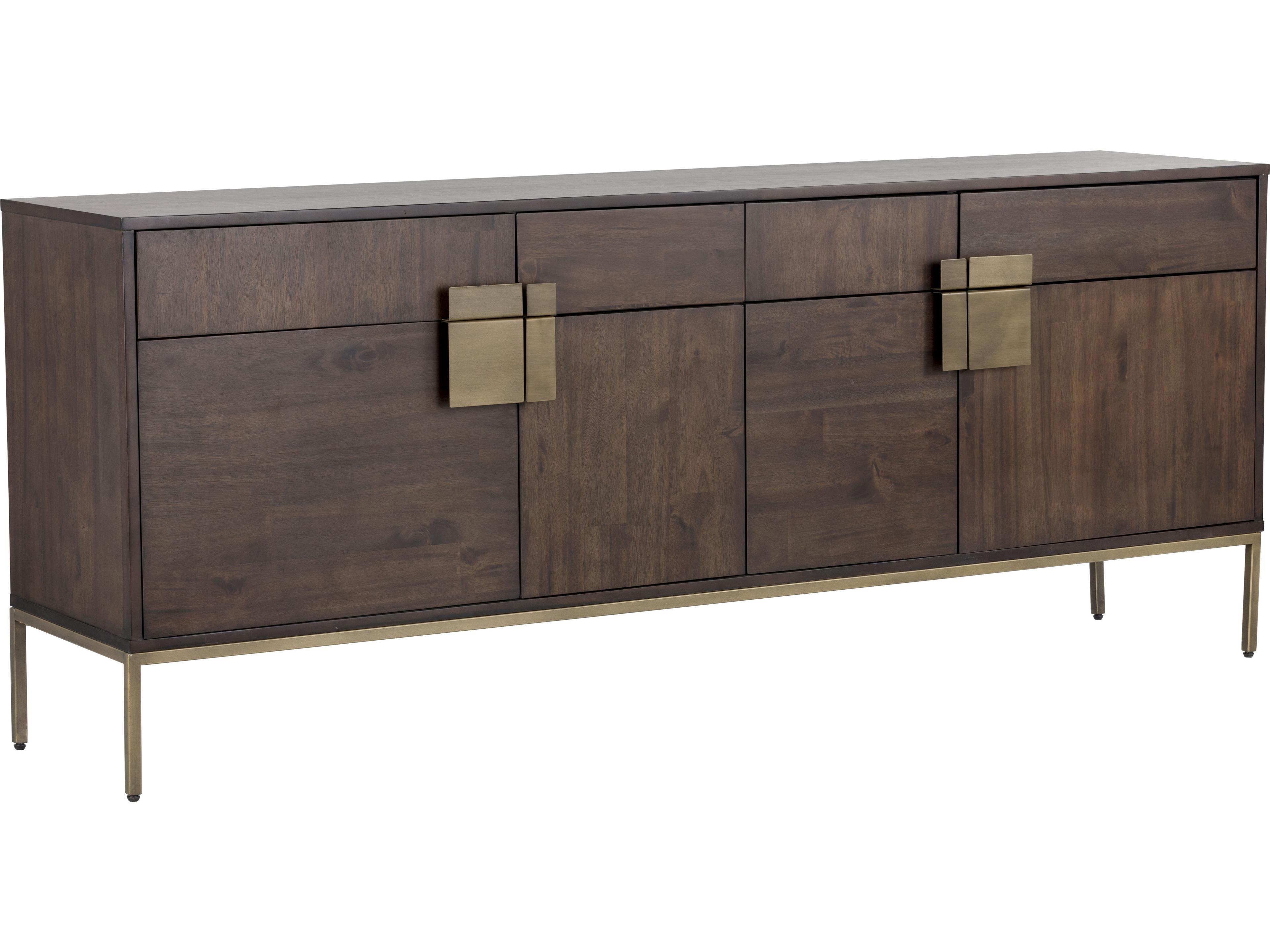 Sunpan Mixt Jade 78" Acacia Wood Brown Antique Brass Sideboard