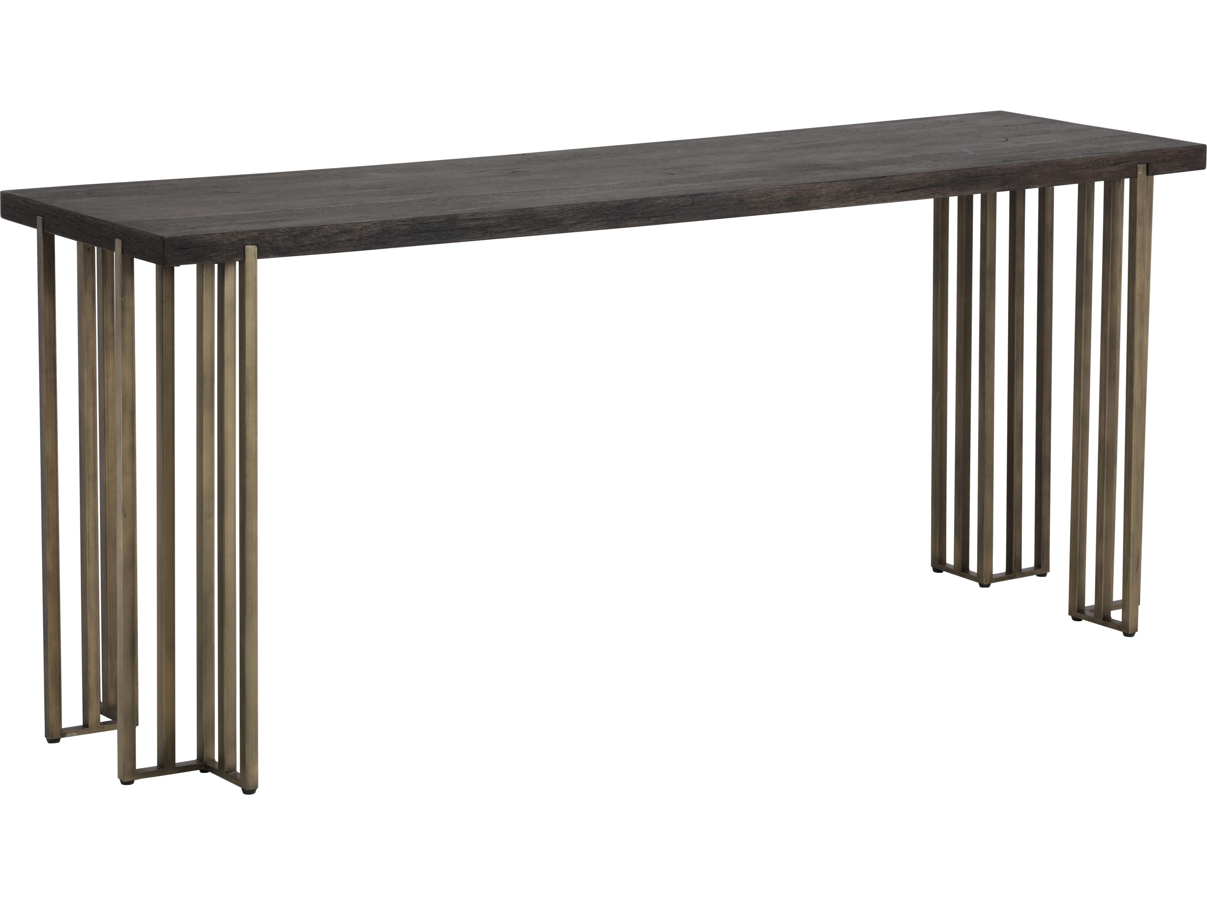 Sunpan Mixt Alto Rectangular Wood Brown Antique Brass Console Table