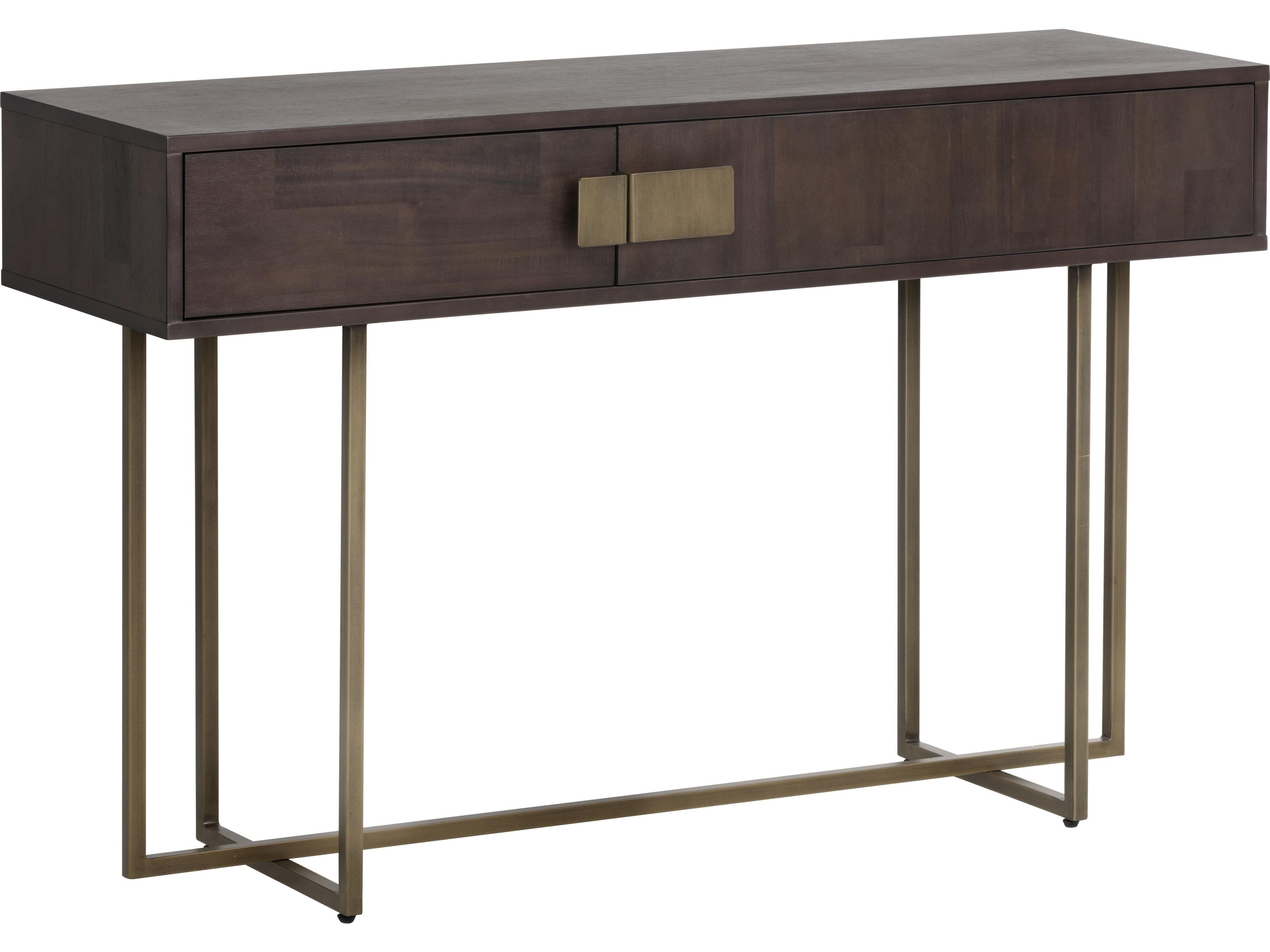 Sunpan Mixt Jade Rectangular Wood Brown Antique Brass Console Table
