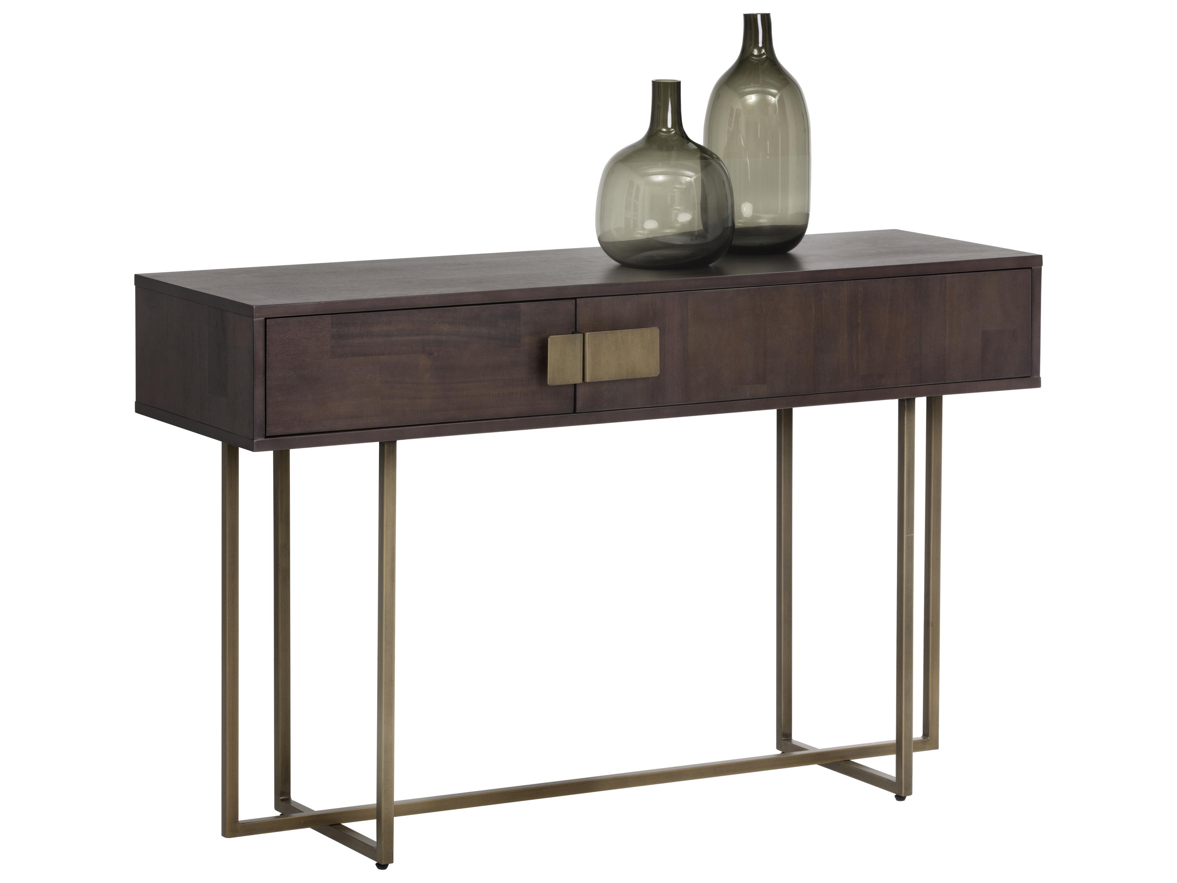 Sunpan Mixt Jade Rectangular Wood Brown Antique Brass Console Table