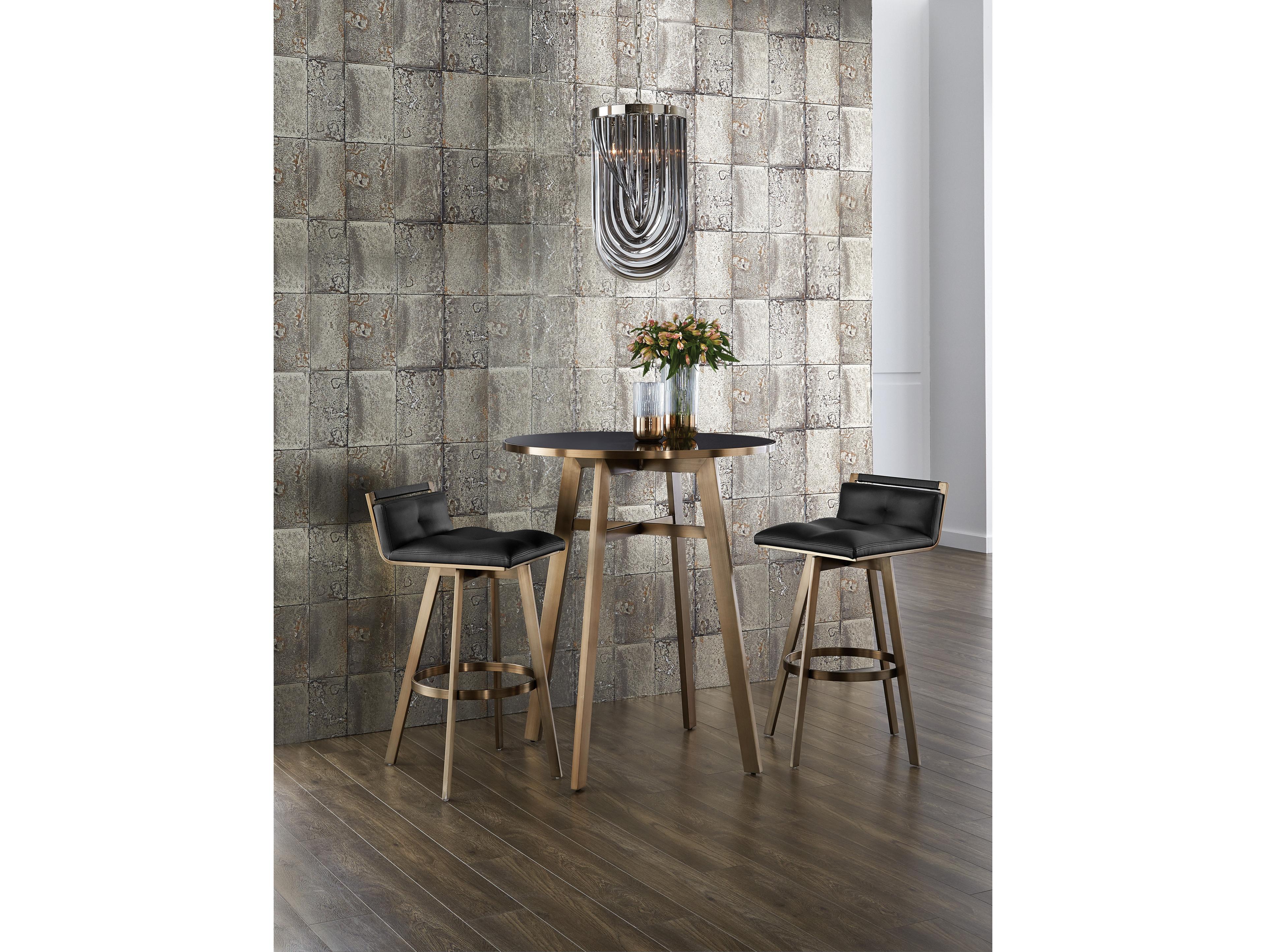 Sunpan Ikon Black Antique Brass Round Glass Bar Table