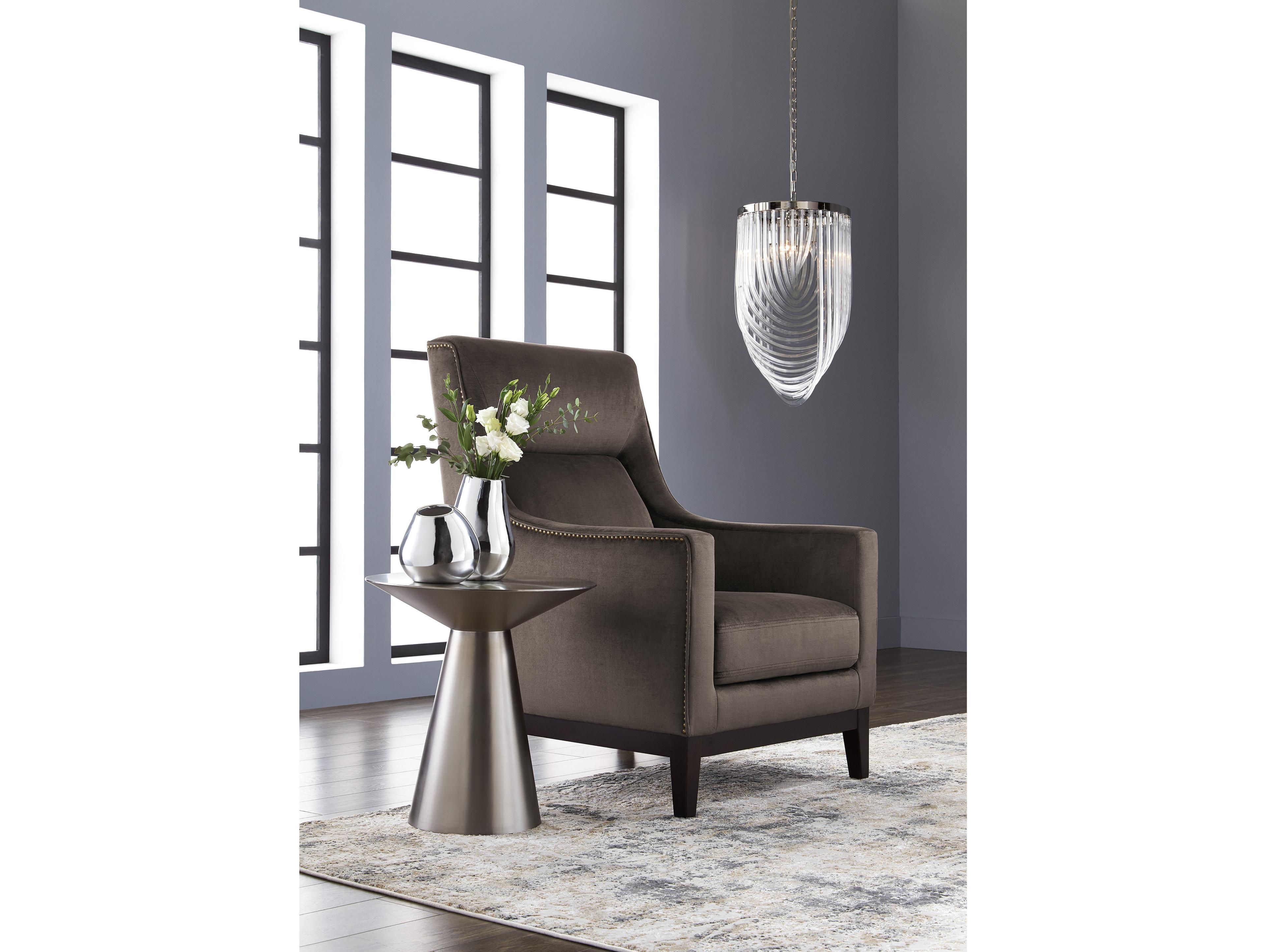 Sunpan Ikon Carmel Round Metal Silver Polished Steel End Table