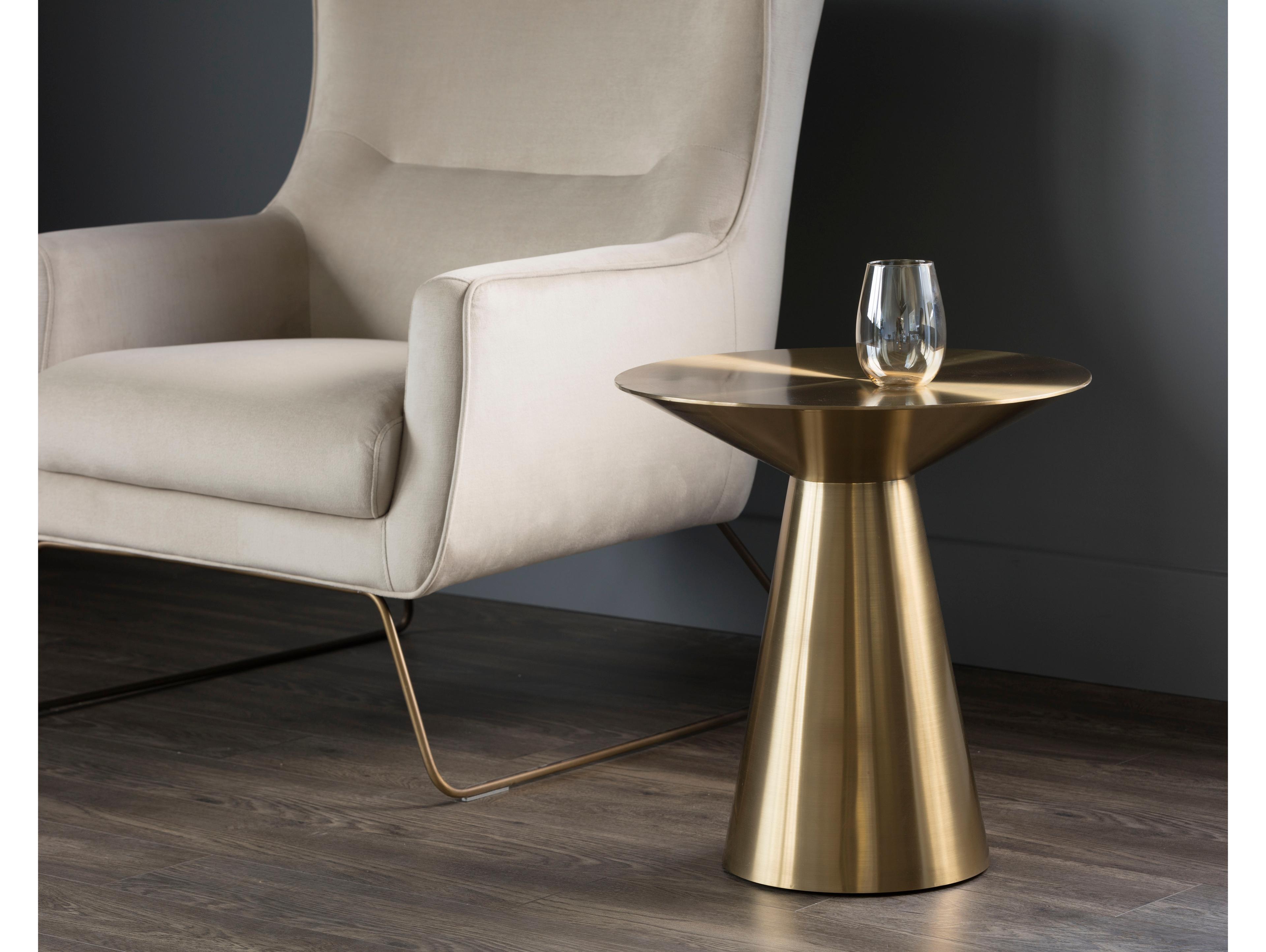 Sunpan Ikon Carmel Round Metal Gold End Table